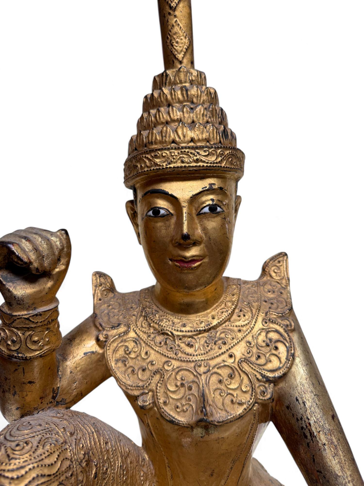 Alte Nat Skulptur aus Birma mit Teilvergoldung - 58 cm groß