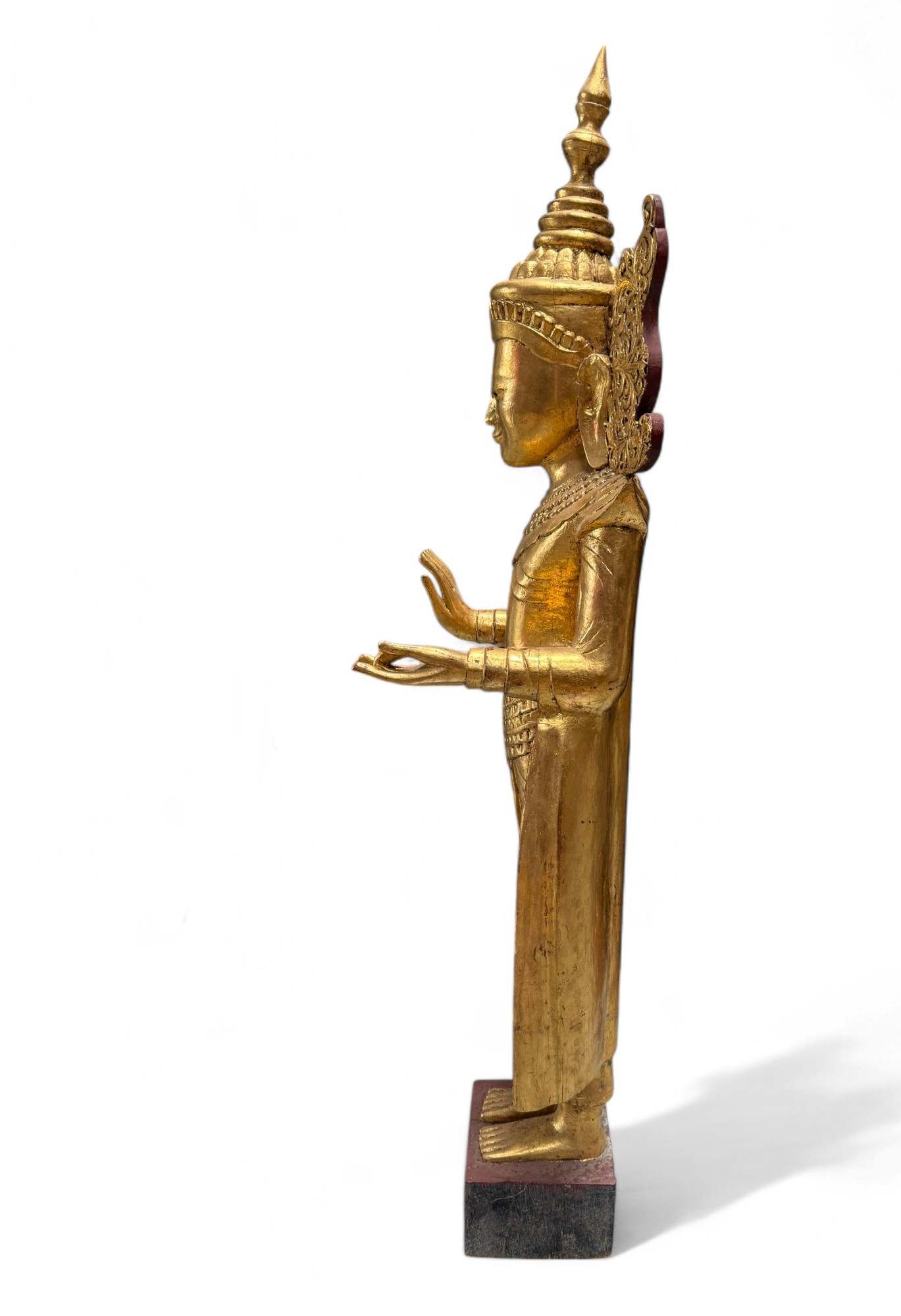 Buddha Statue Birma Teak Holz Skulptur Schutzgeste
