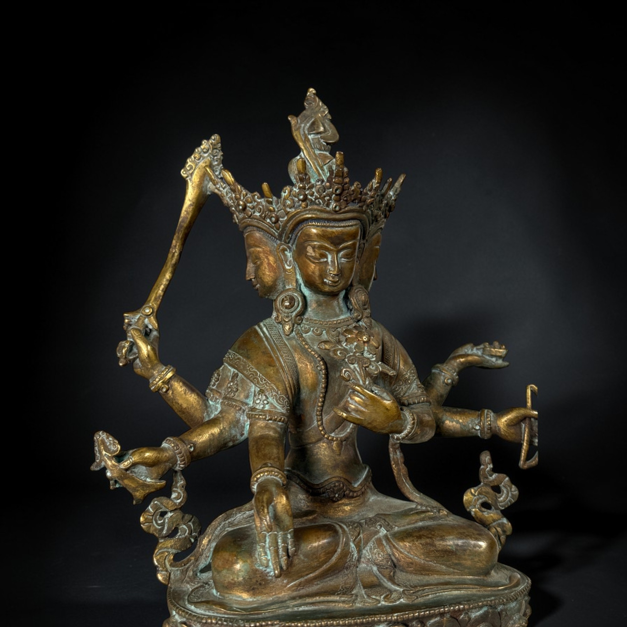 Maha Manjushri Bronze Skulptur – 24 cm – 2,12 kg – Sammlernachlass Wiesbaden