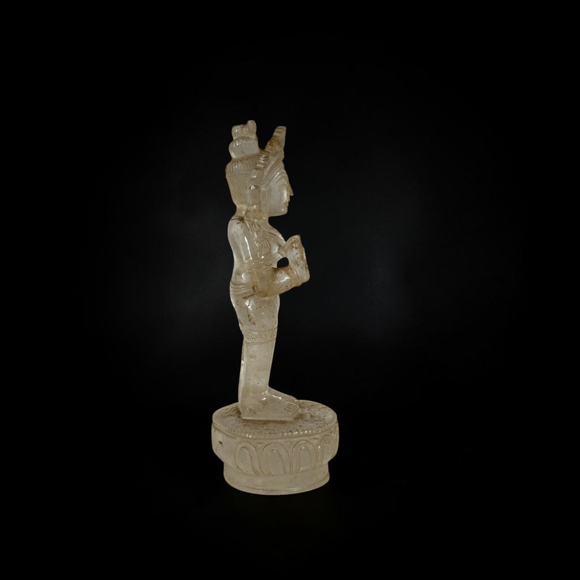 Tara Statue aus echtem Bergkristall handgeschnitzt Nepal 17,5 cm