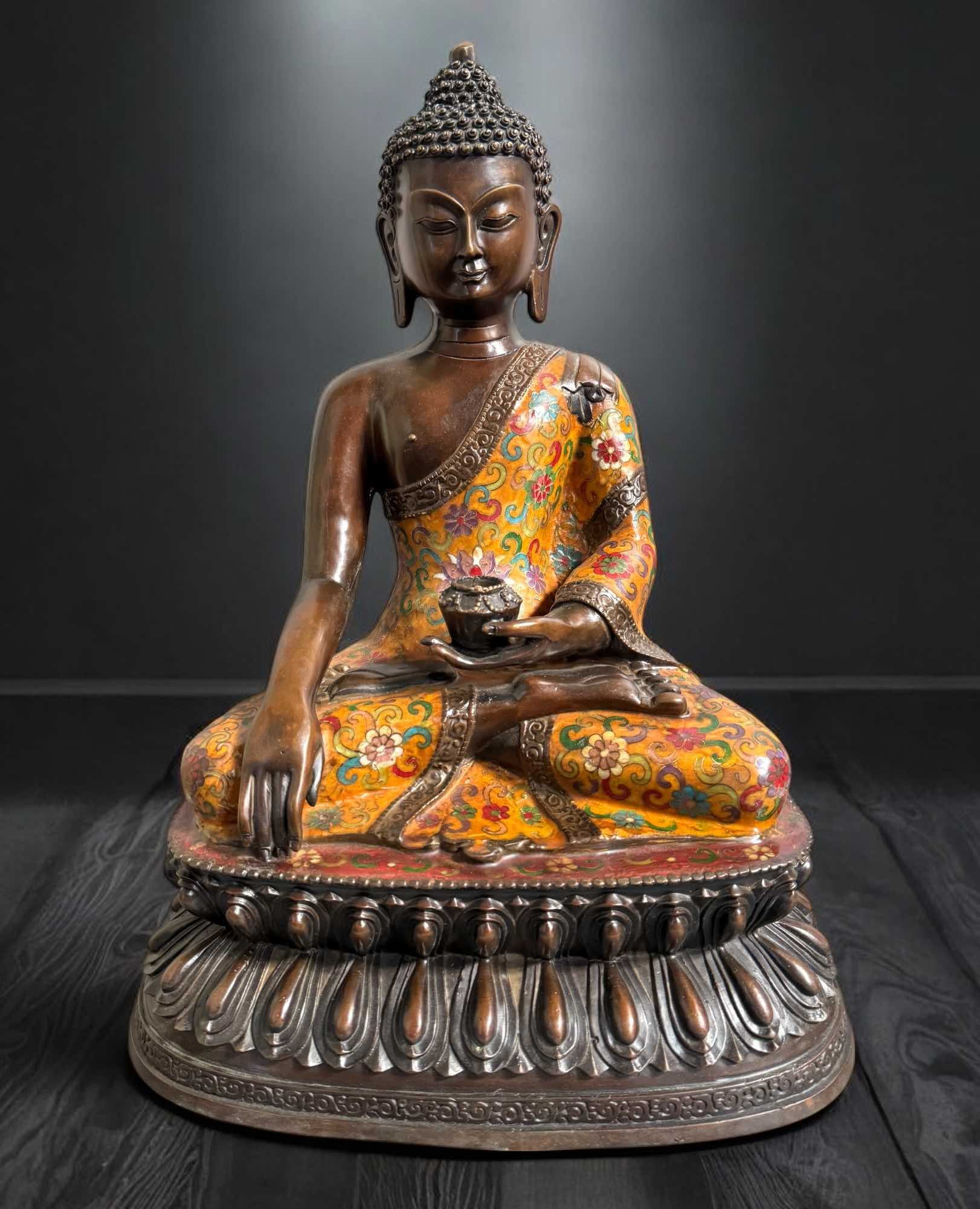 Cloisonné Buddha Figur Bronze Siddharta - 43,5 cm groß