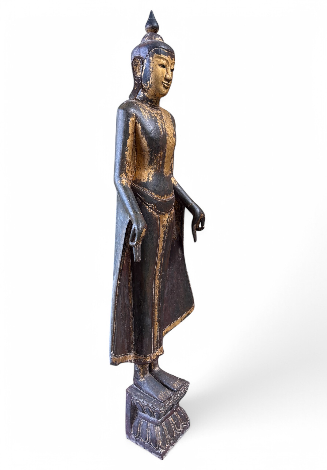 Alte Holz Buddha Statue Mandalay Skulptur Burma, 190 cm groß