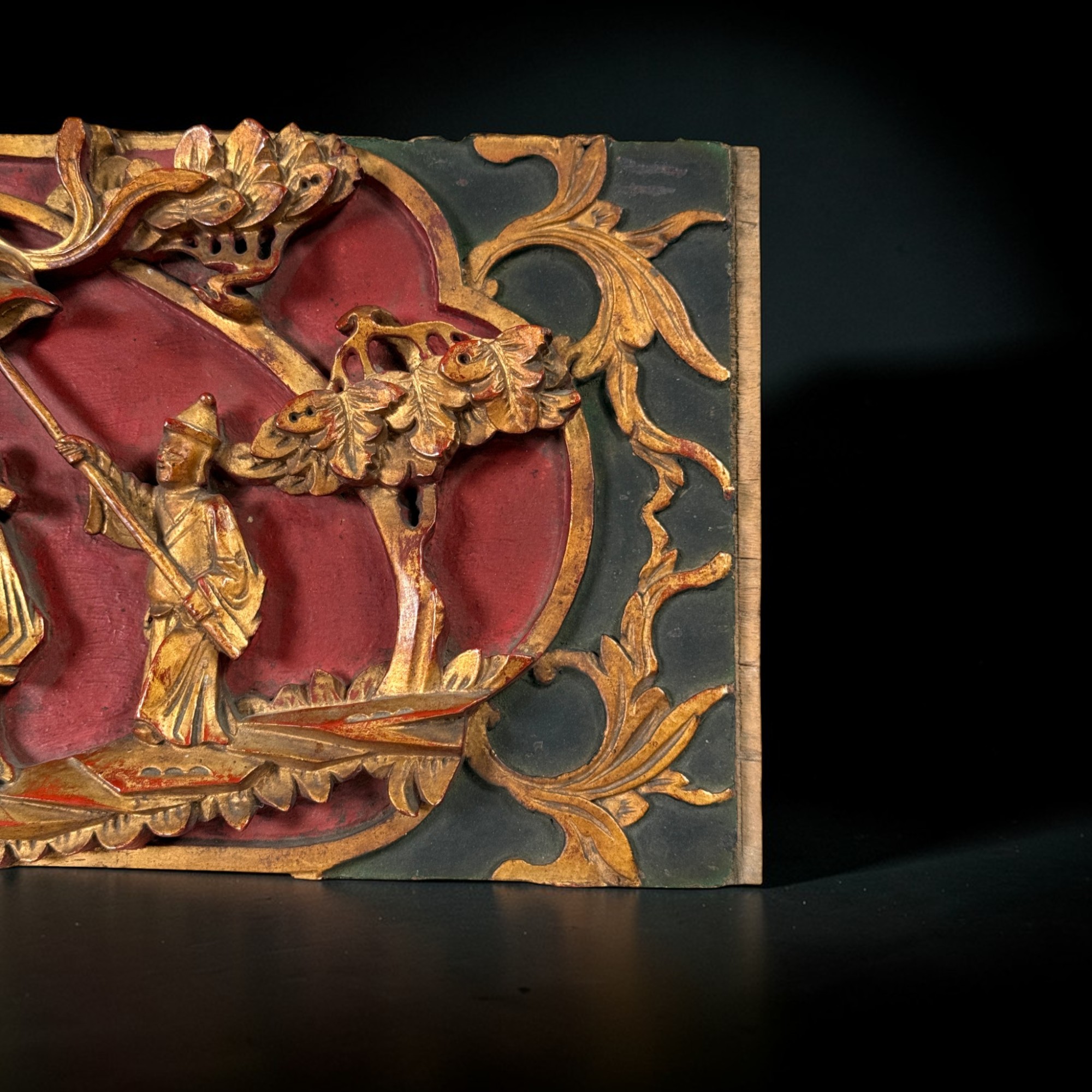 Chinesische Schnitzerei - Holz Relief aus Sammlernachlass