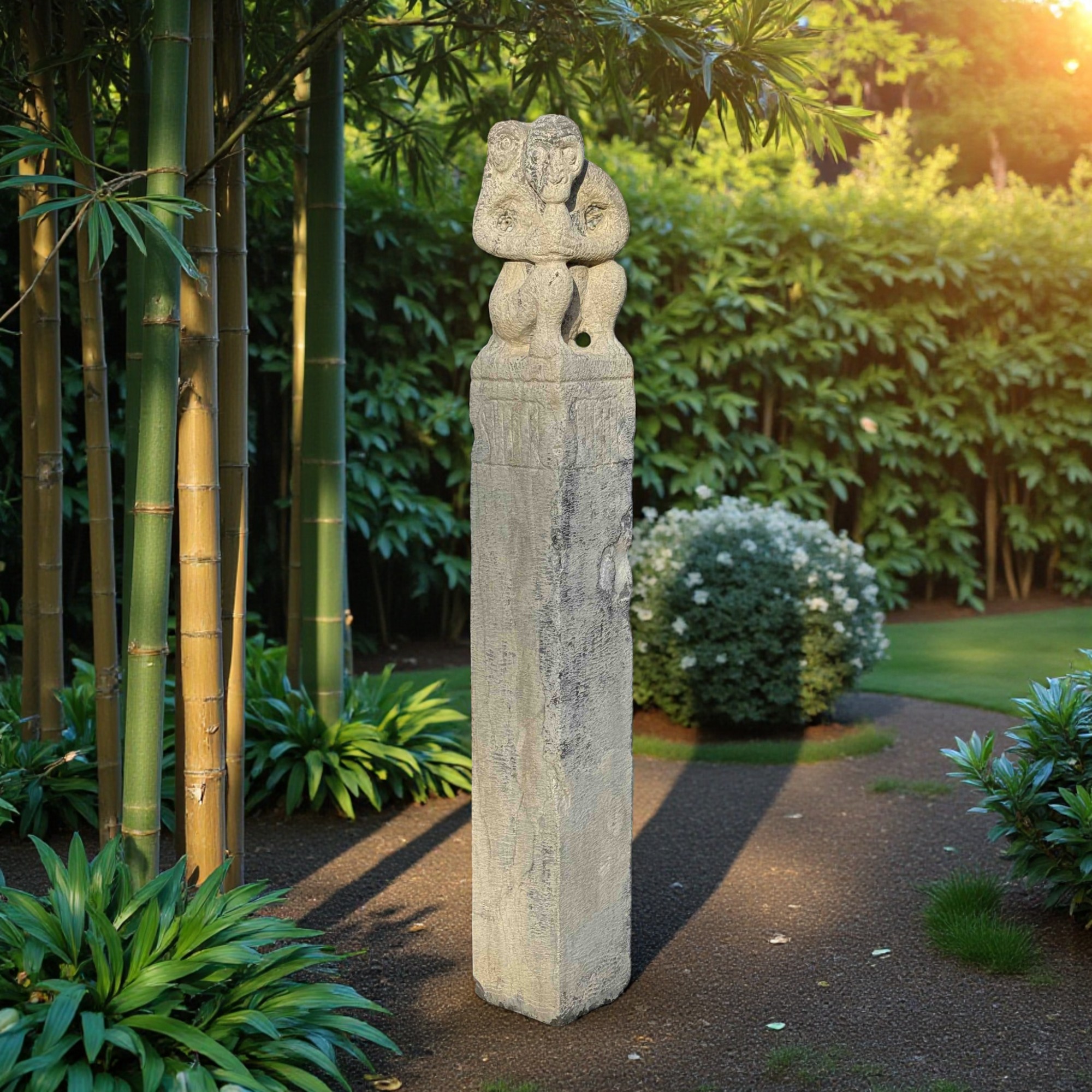 Garten Pagdoe Steinfigur Affen Skulptur 150 cm