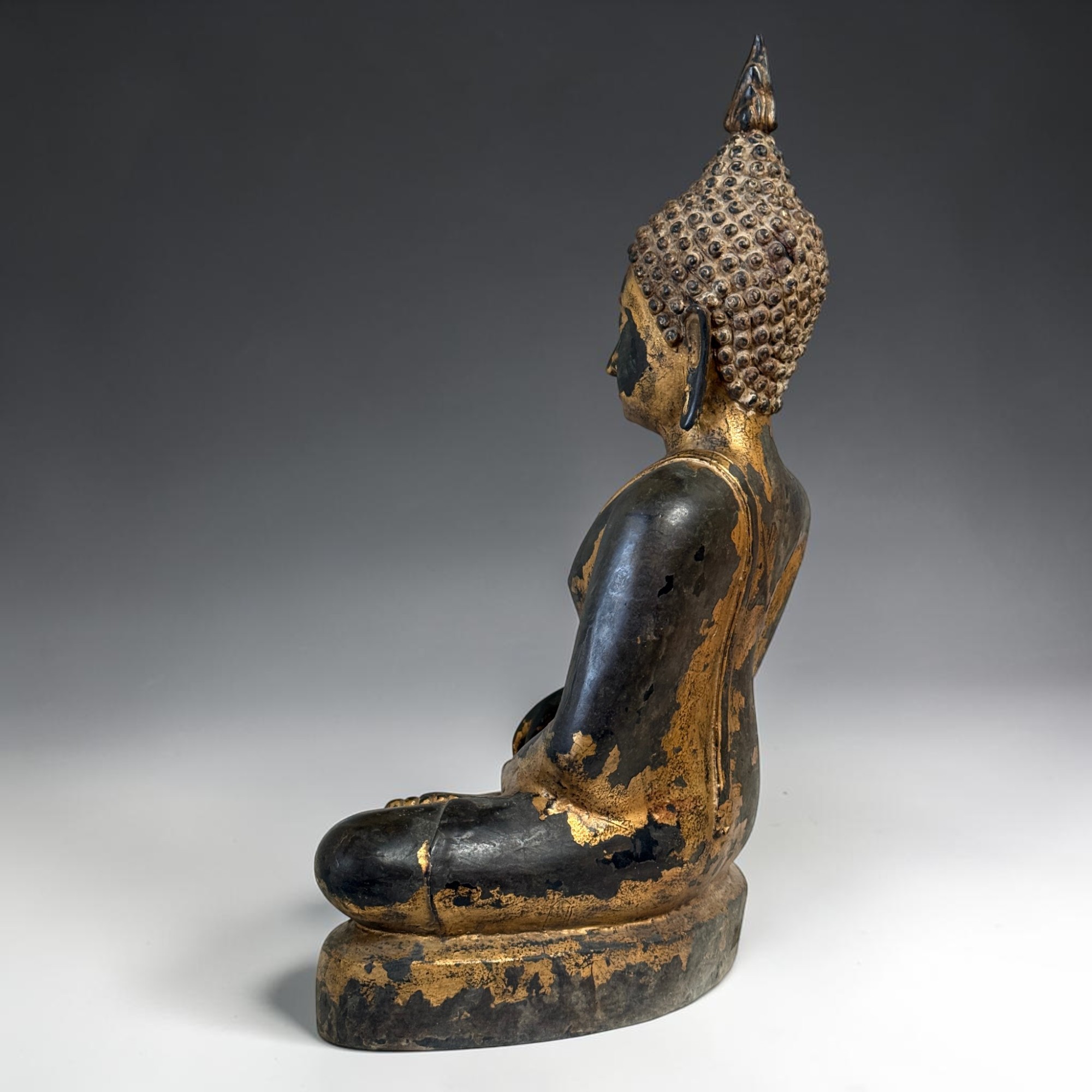 Bronze Buddha Thailand 59cm Sukhothai Stil massiv 18,5kg Vergoldet Sammlerstück