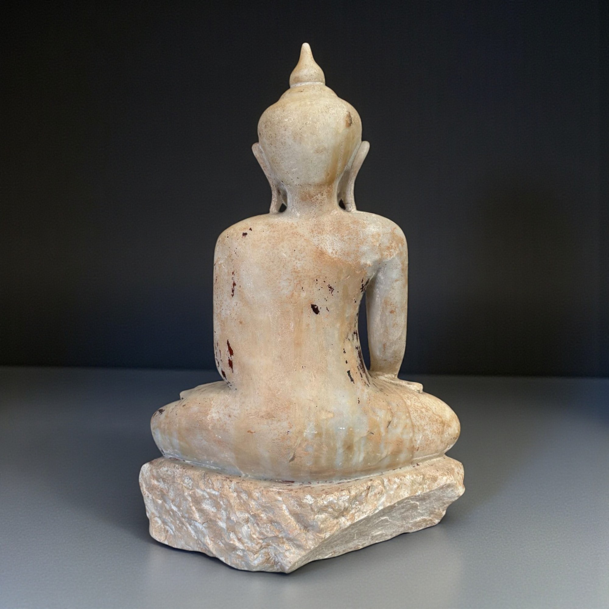 Alte Burma Buddha Statue aus Marmor Stein 66 cm groß