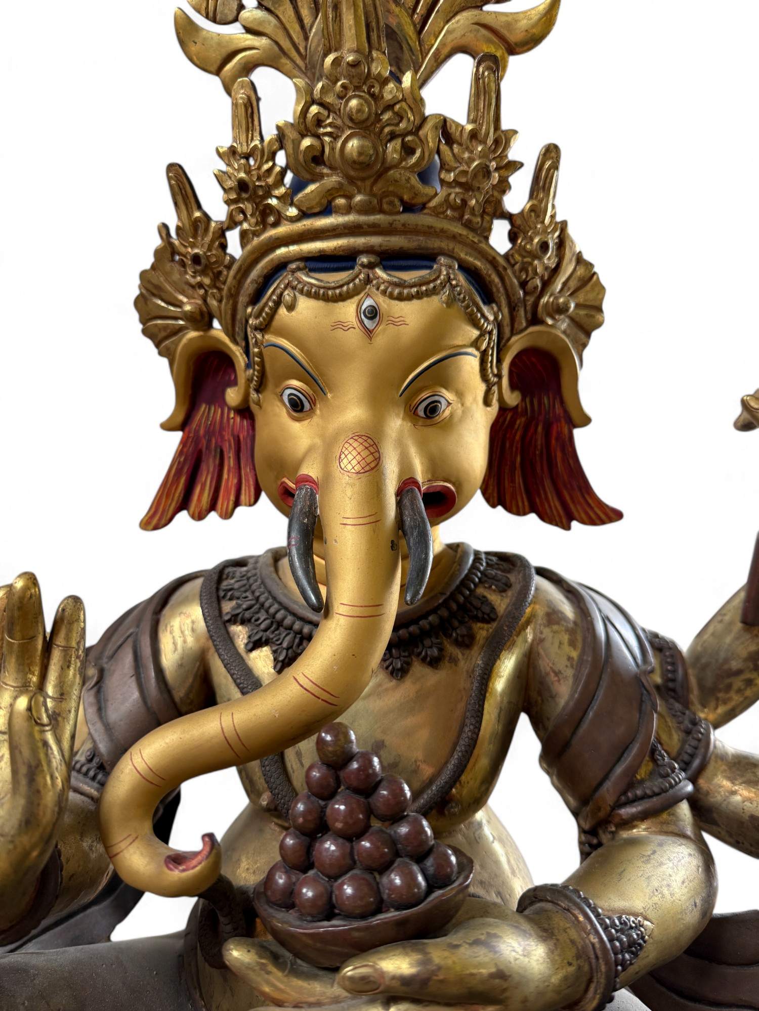 Große Ganesha Statue Bronze Skulptur aus Nepal - 67 cm