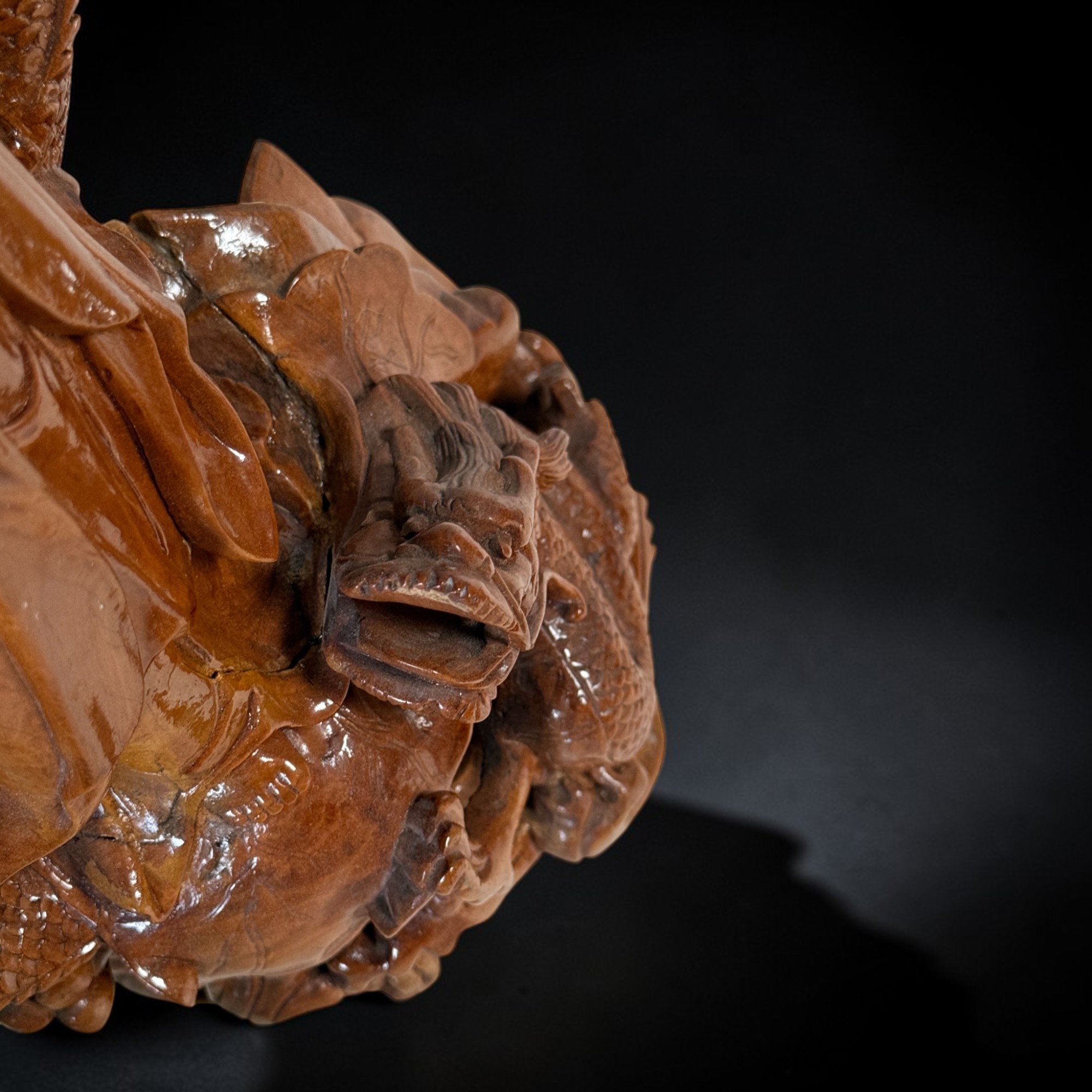 Holz Buddha Statue Guan Yin Skulptur 47 cm groß