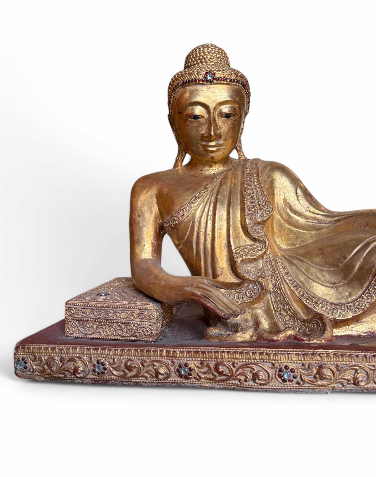 Alte Lacquerware Mandalay Buddha Skulptur Burma Statue 110 cm