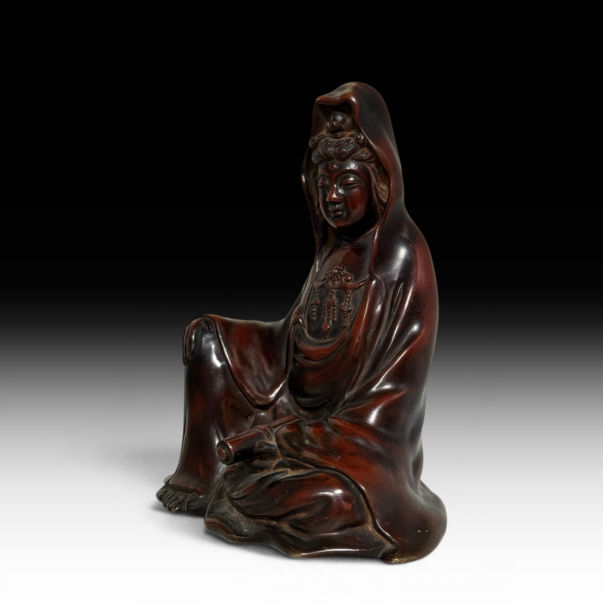 Alte Japan Kannon Bronze Figur – Signiert „Seiko“ – 19. Jhdt. – 2,9 kg – 22,5 cm
