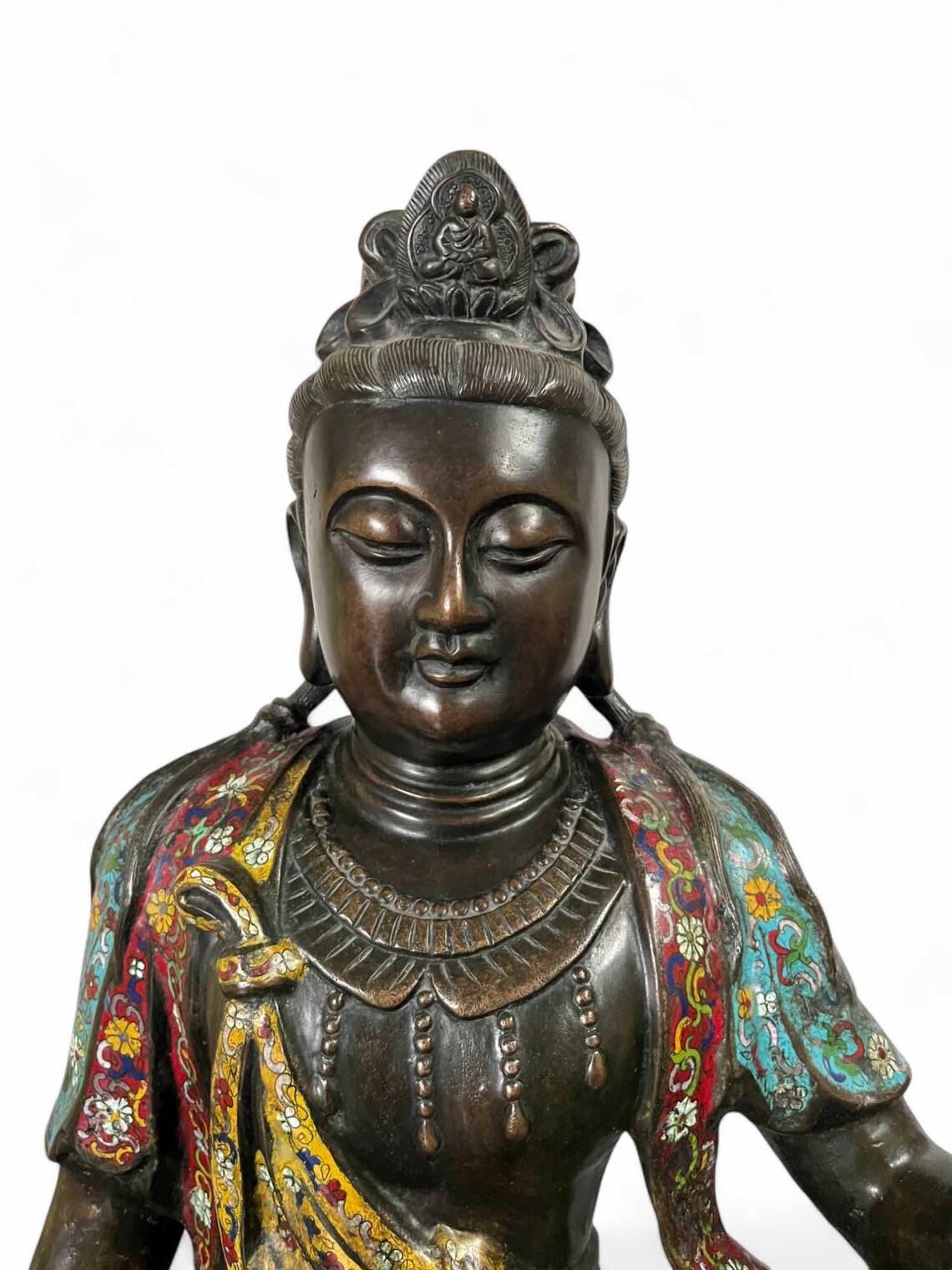 Guanyin Statue Cloisonne Bronze Bodhisattva China