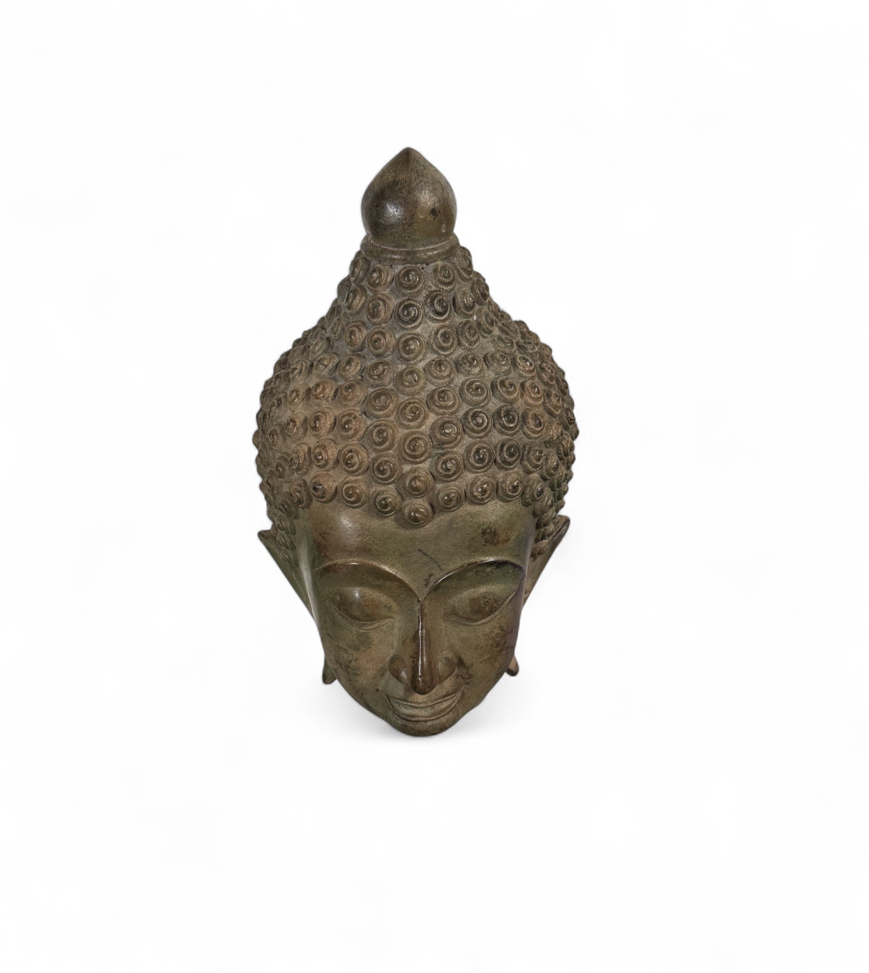 Alter Bronze Buddha Kopf aus Thailand – 1970er Jahre