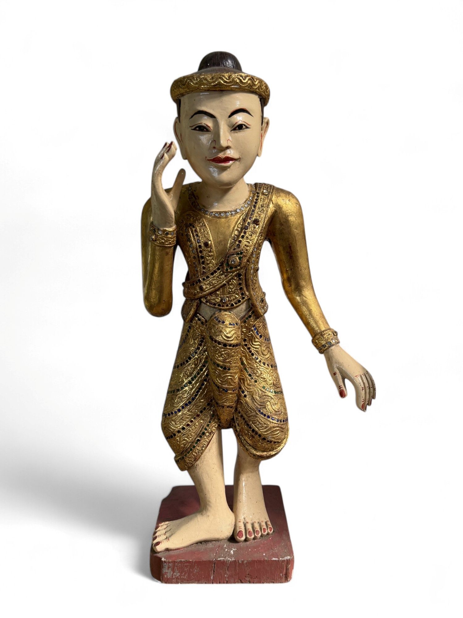Alte Nat Skulptur aus Burma - Teak Holz Statue