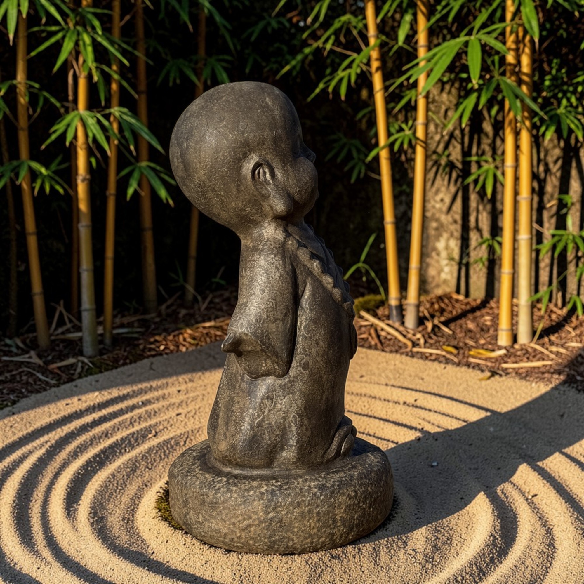 Garten Mönch Skulptur aus Naturstein - China - 40 cm groß