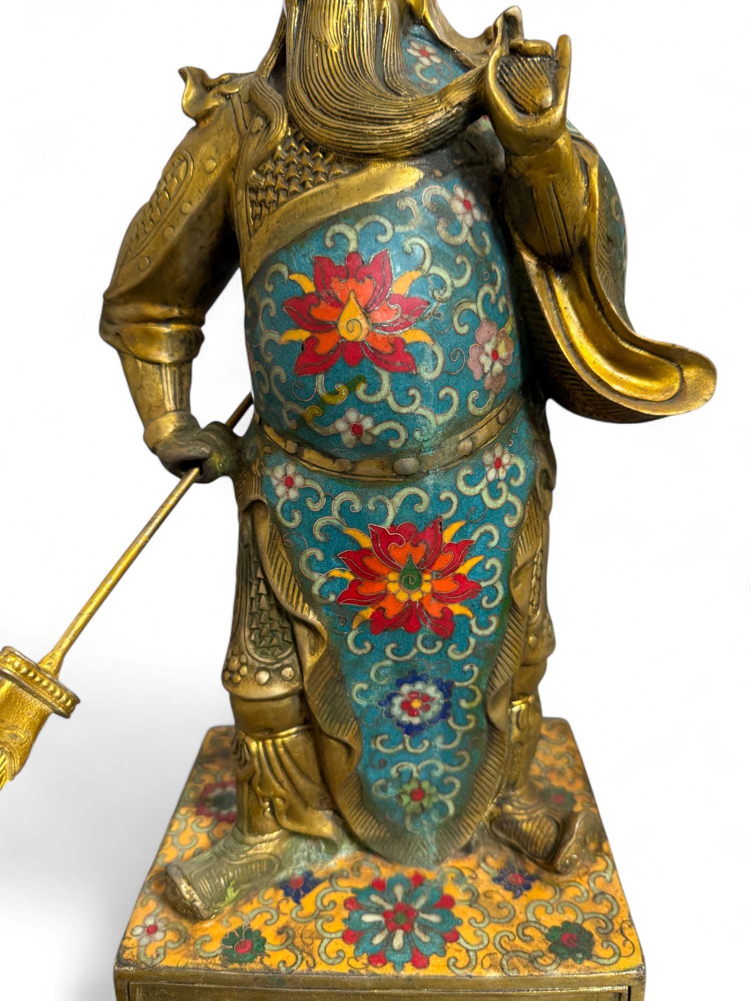General Guan Yu China Bronze Krieger Figur Cloisonne Skulptur