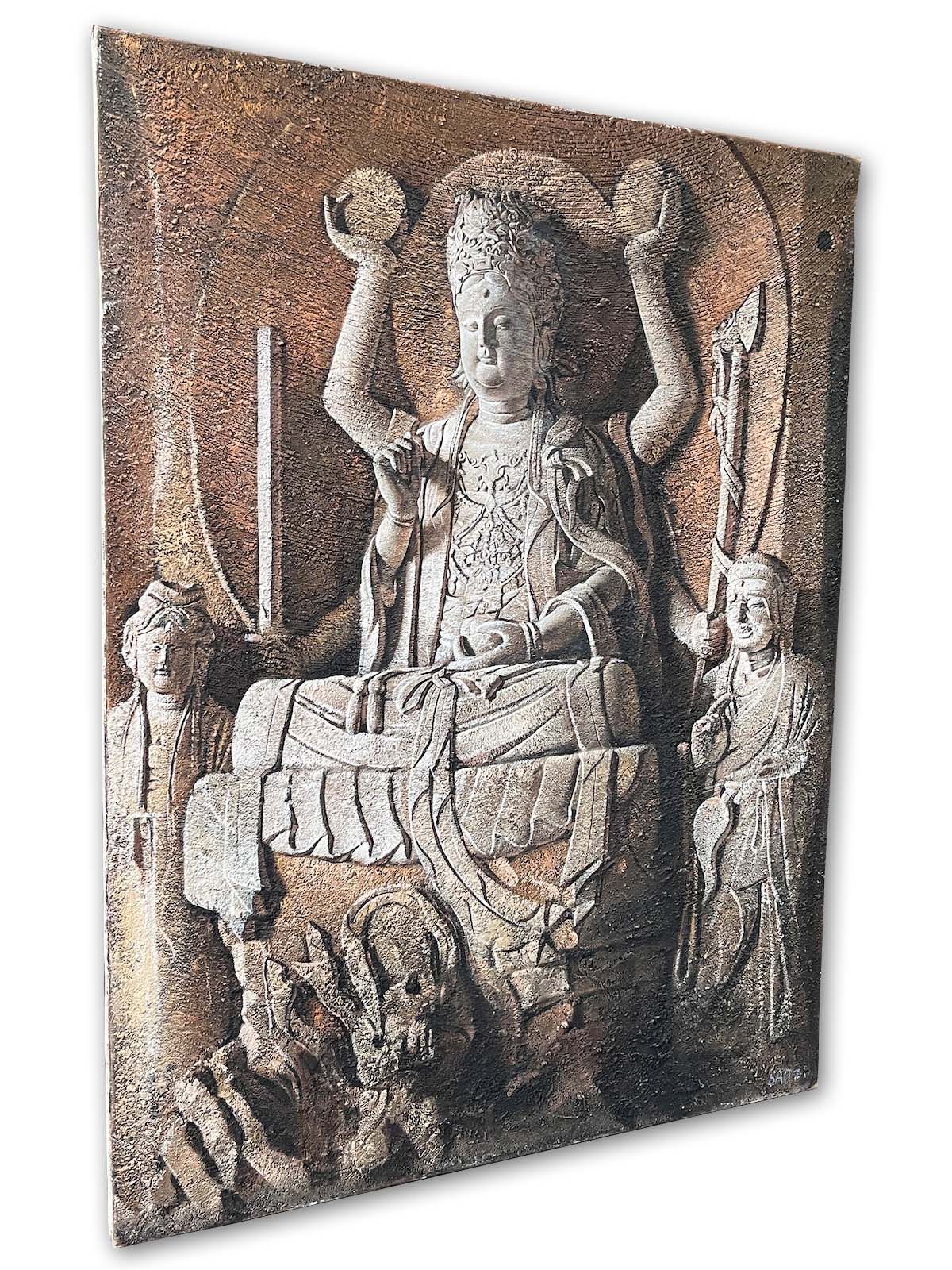 Buddha Gemälde Wandbild groß - Unikat