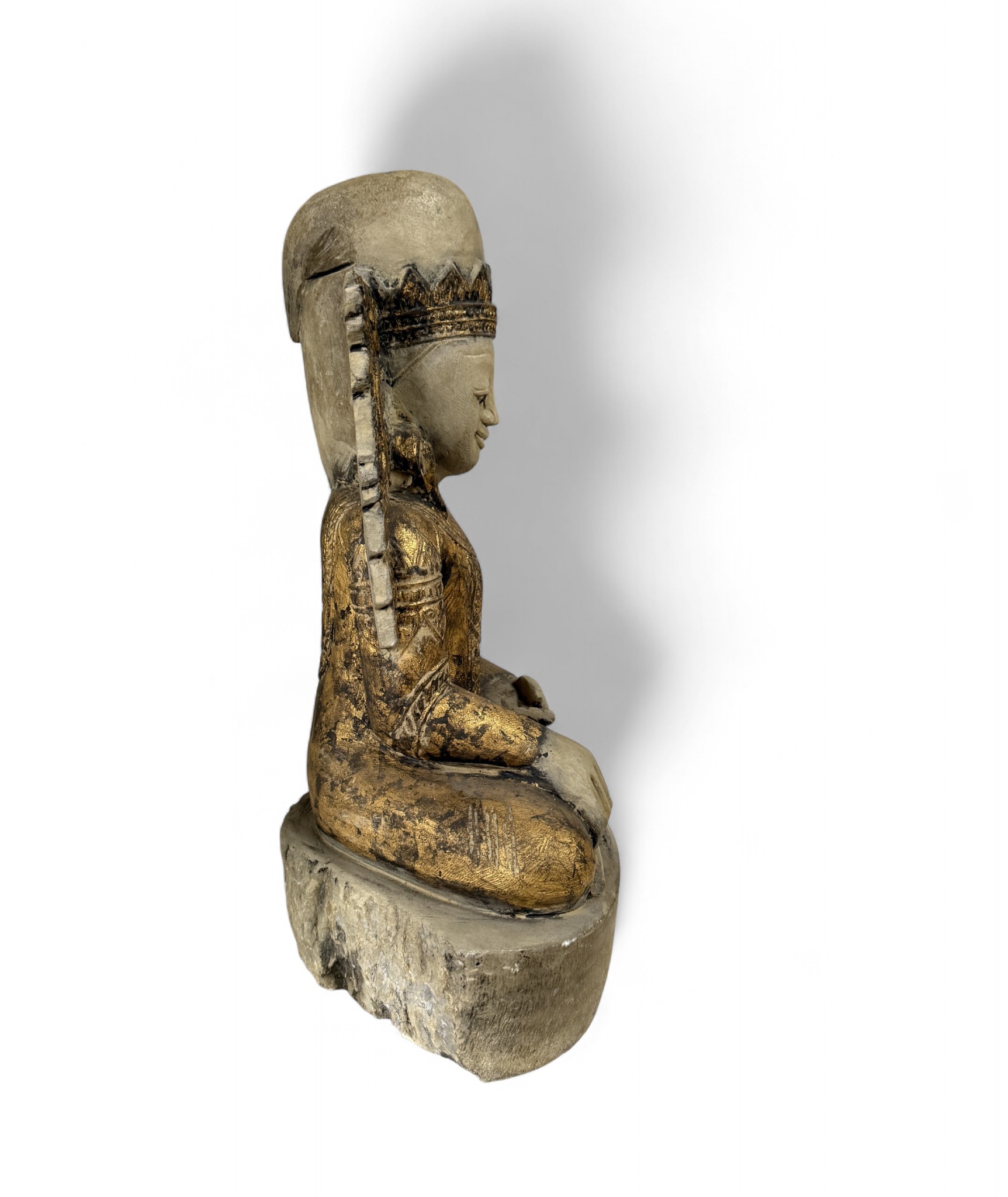 Jambupati Buddha gekrönt aus Marmor Stein Burma