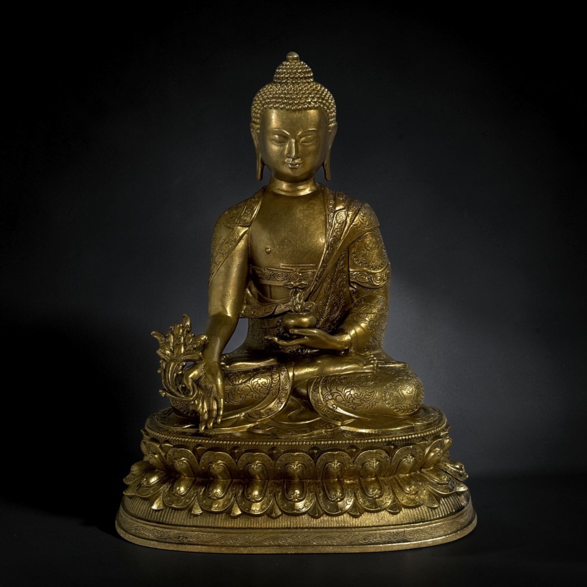 Buddha der Heilung - Bronze Figur aus China 28 cm groß