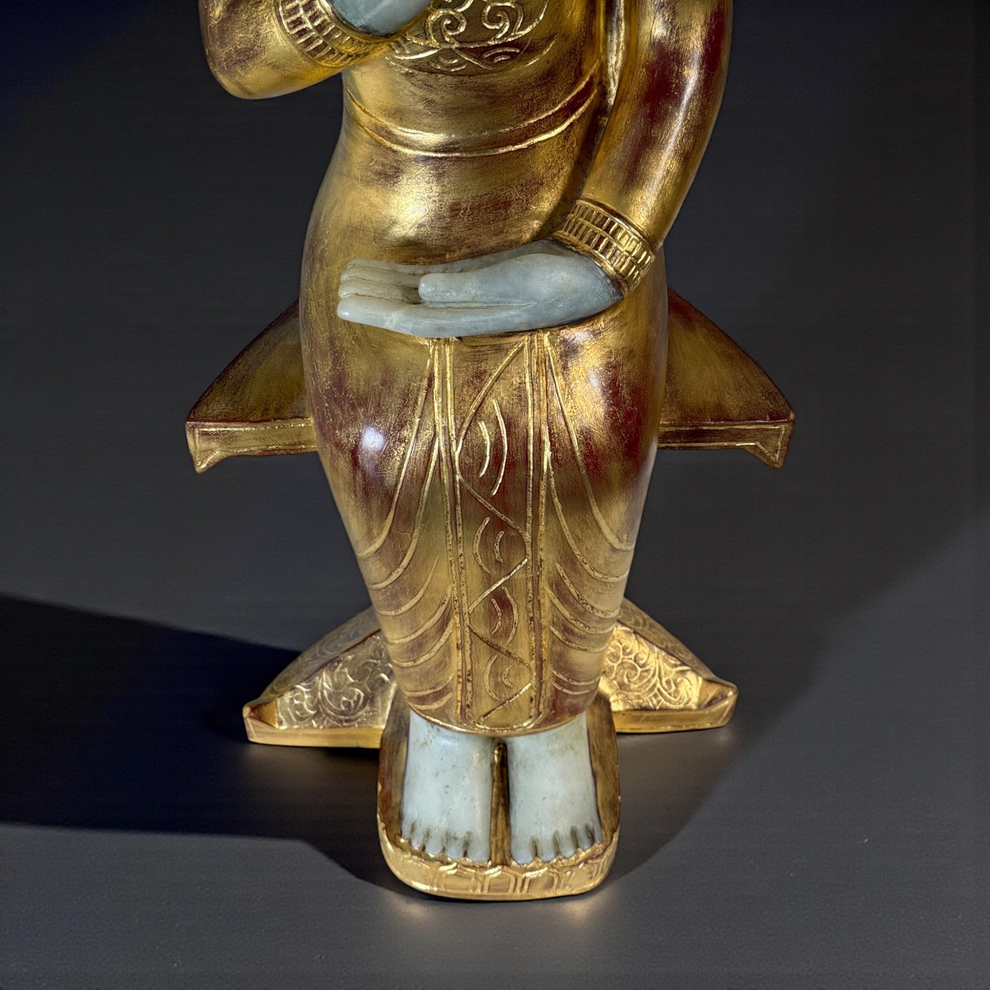 Burma Buddha Statue Alabaster Skulptur 89 cm groß