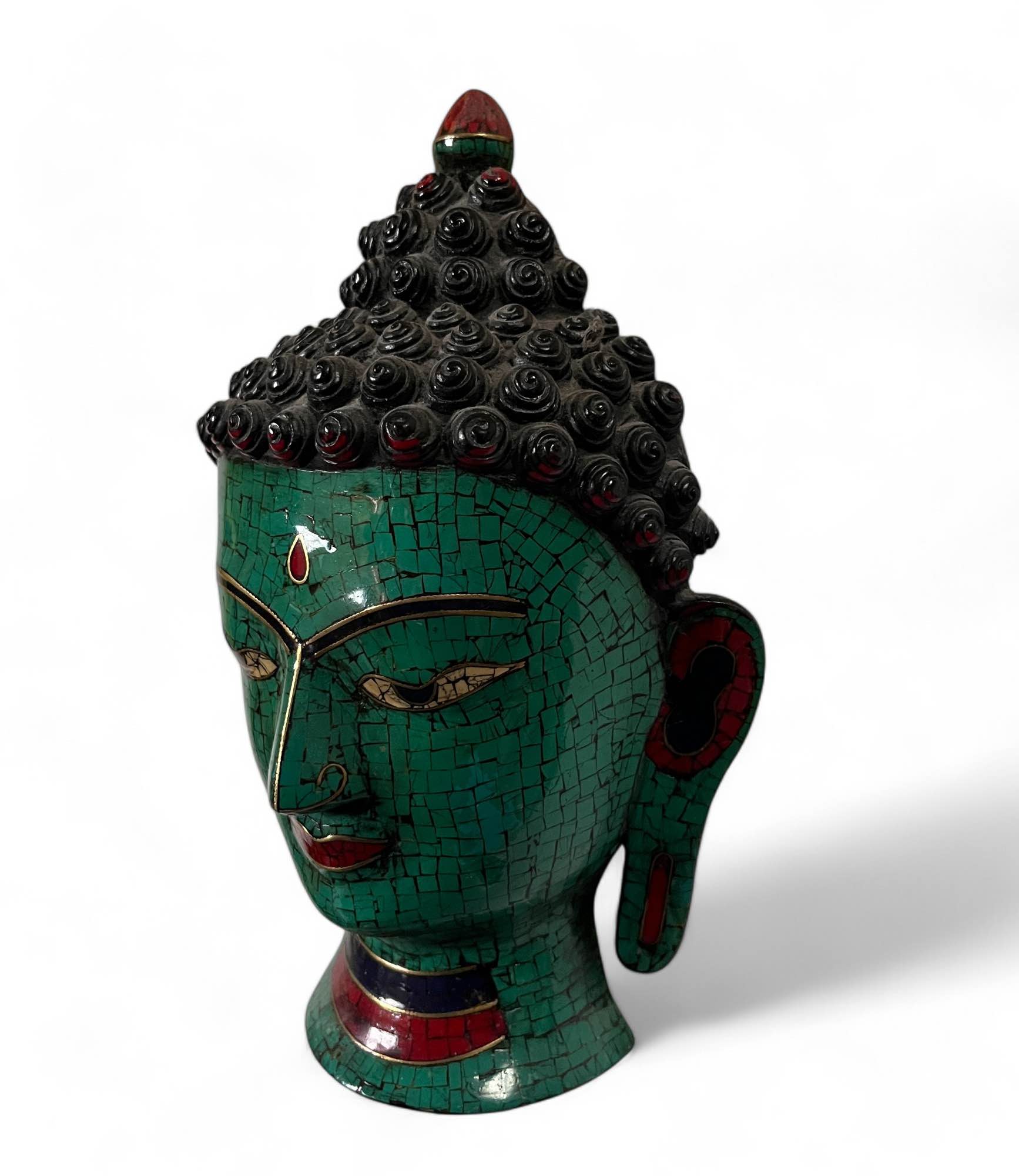 Buddha Kopf Relief Türkis/Resin Maske Nepal 27 cm Buddha Kopf Relief Türkis/Resin Maske Nepal 27 cm