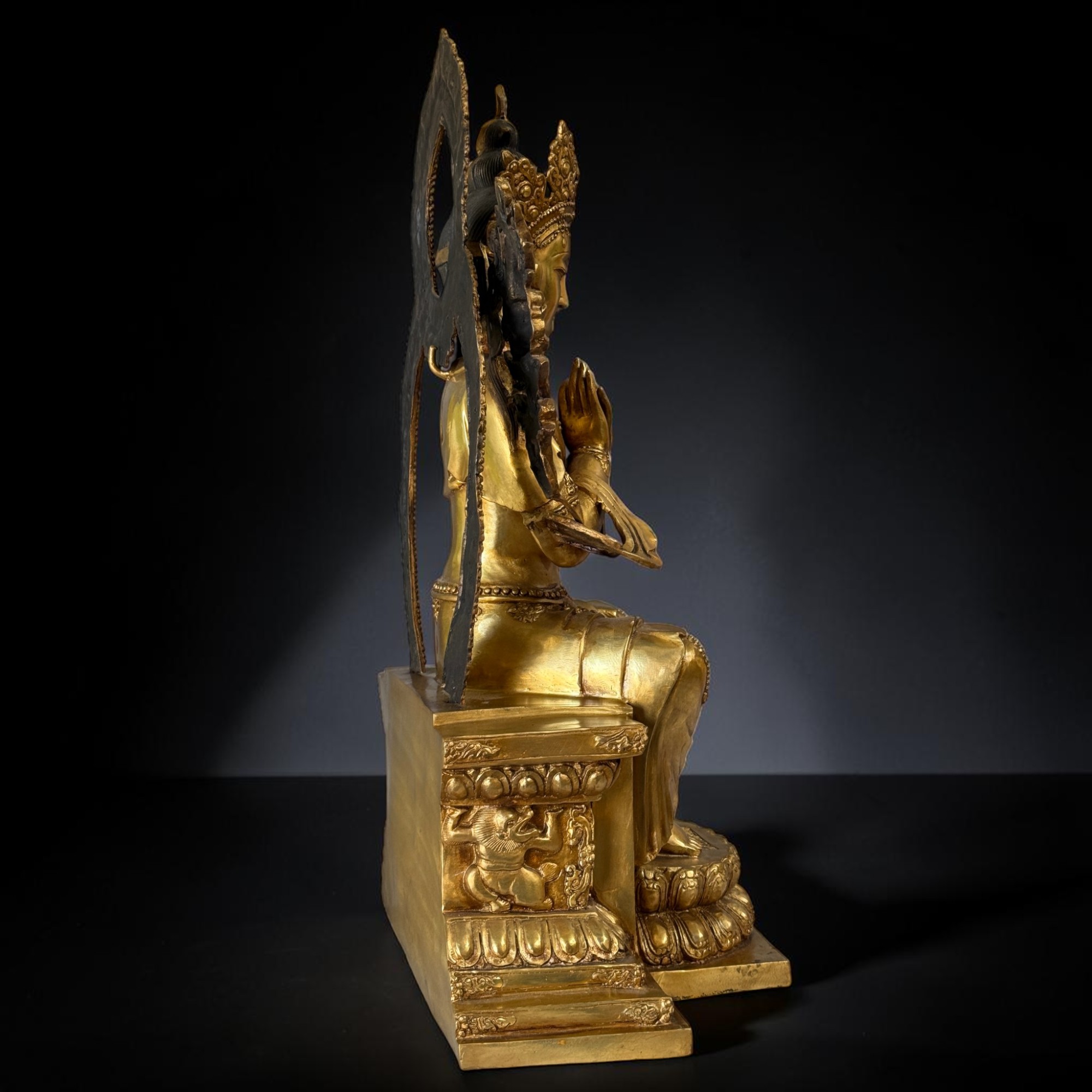 Buddha der Zukunft Maitreya Figur aus Bronze – 65 cm – Tibet-China Grenzregion