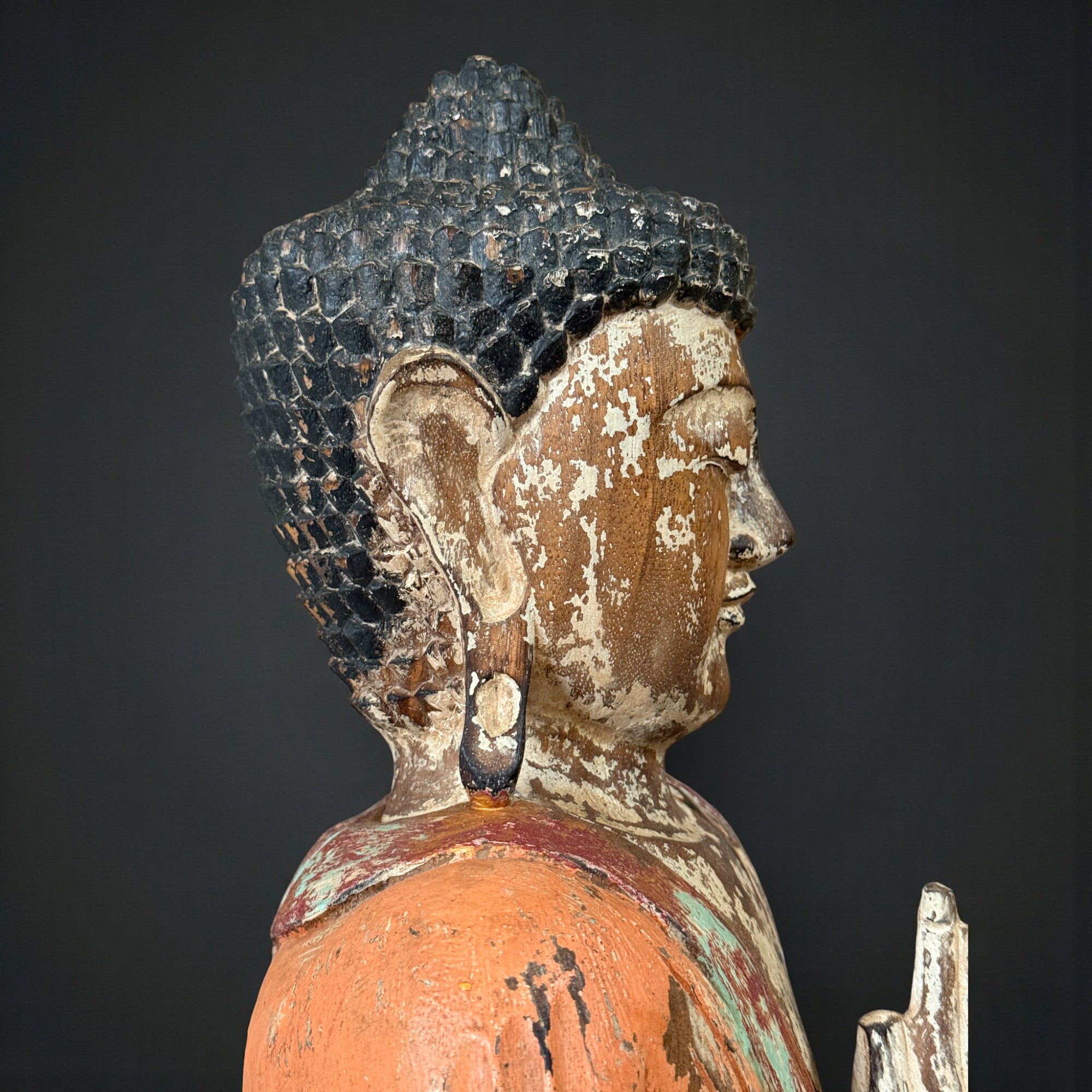 Großer Holz Buddha Skulptur - Vitarka Mudra - 62 cm groß