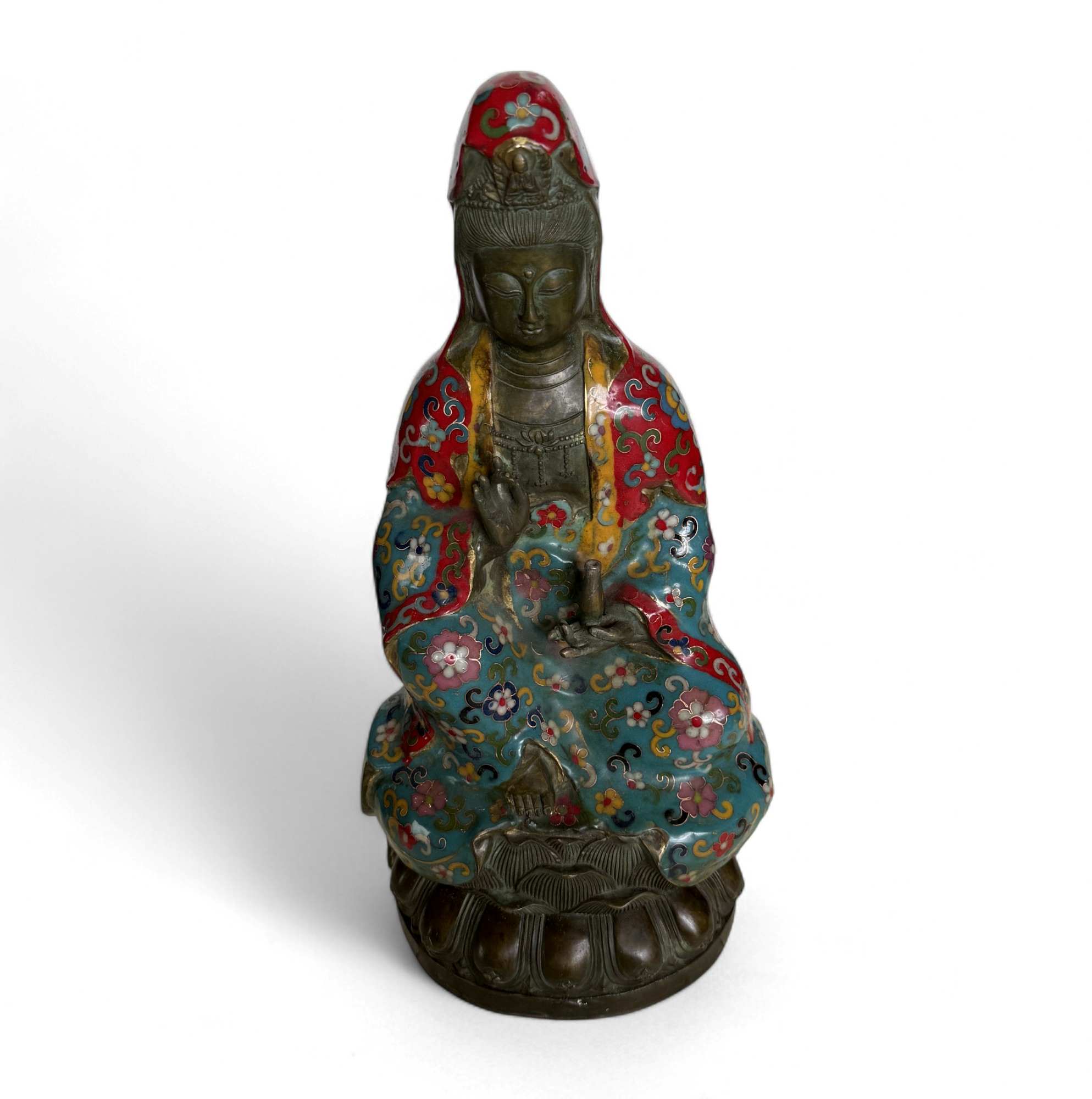 Guanyin Bodhisattva Figur China – Bronze Cloisonné Kunst