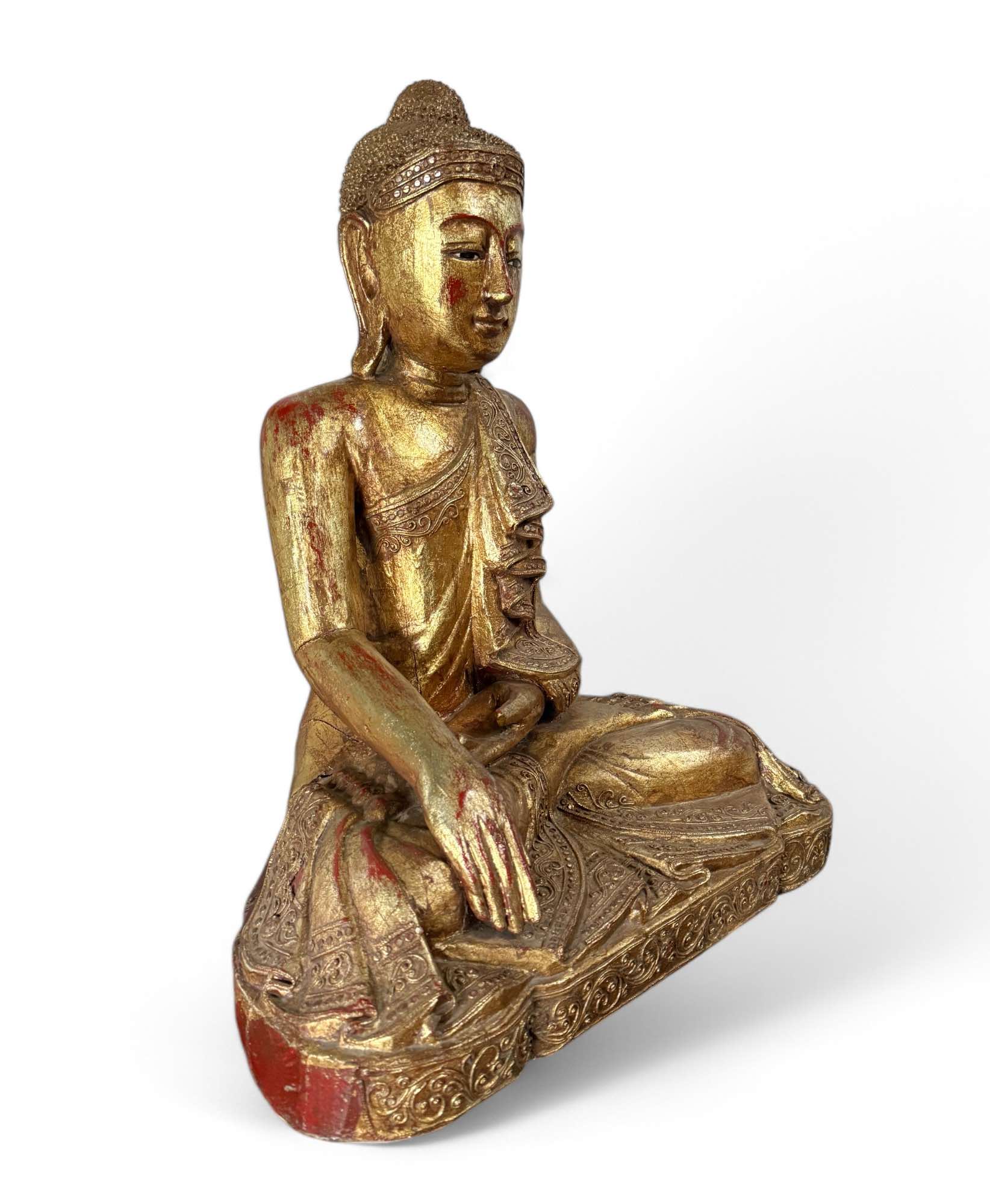Holz Buddha Statue Thailand blattvergoldet 58cm groß