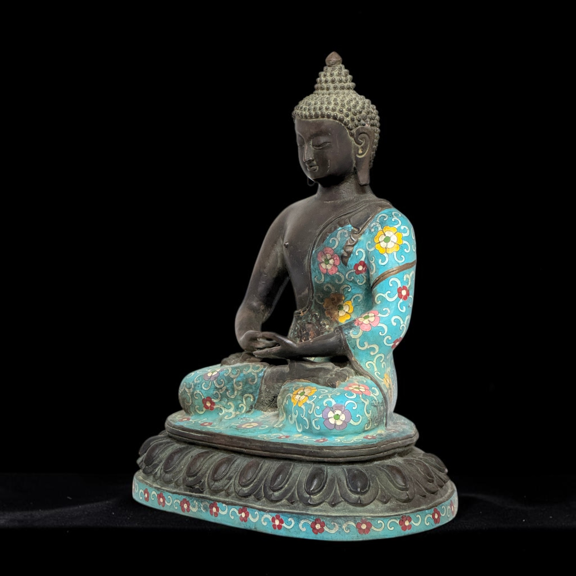Buddha Figur Bronze China Cloisonne Skulptur 40 cm groß