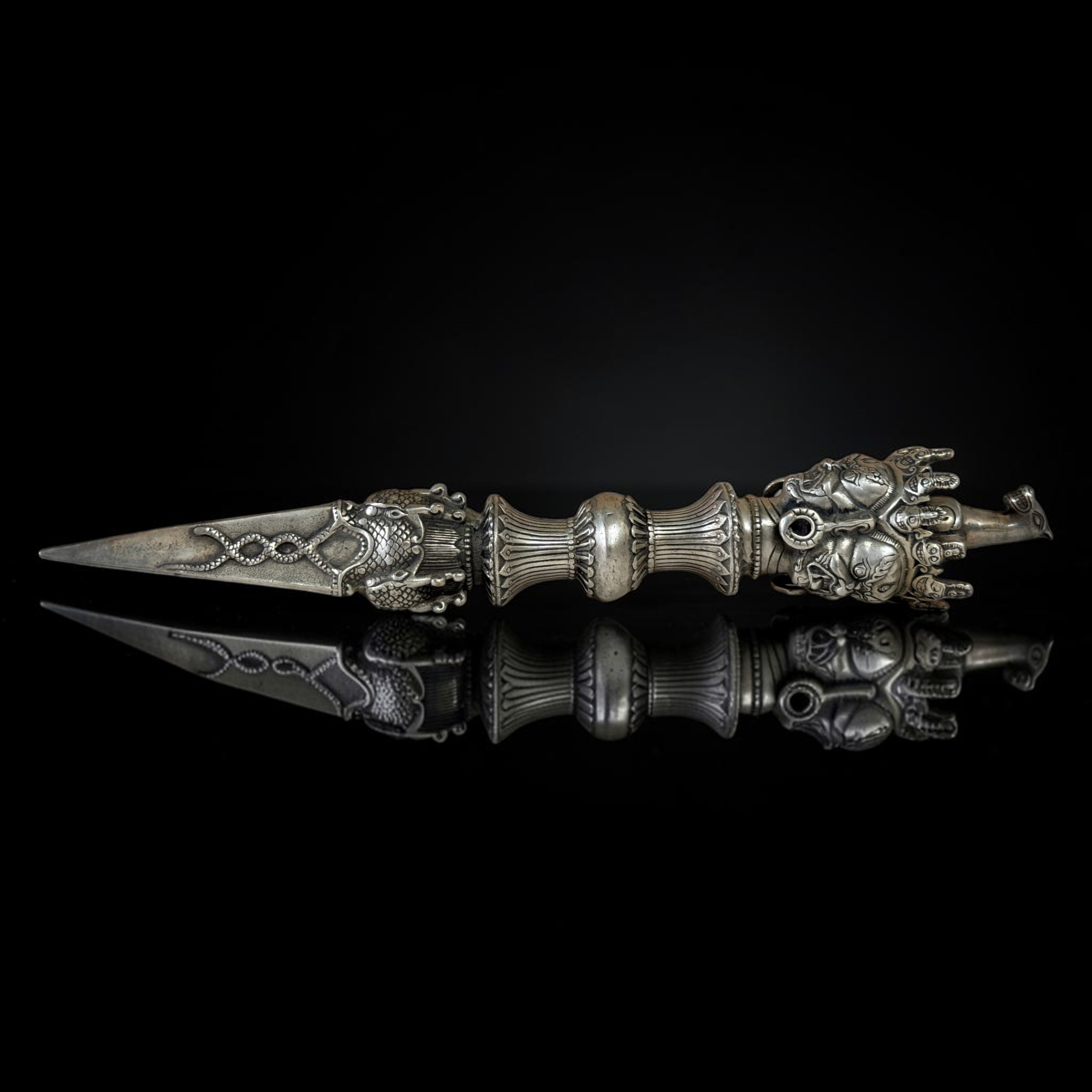 Phurba Bronze Ritualdolch Tibet Kila Ritualmesser Buddhismus 36cm
