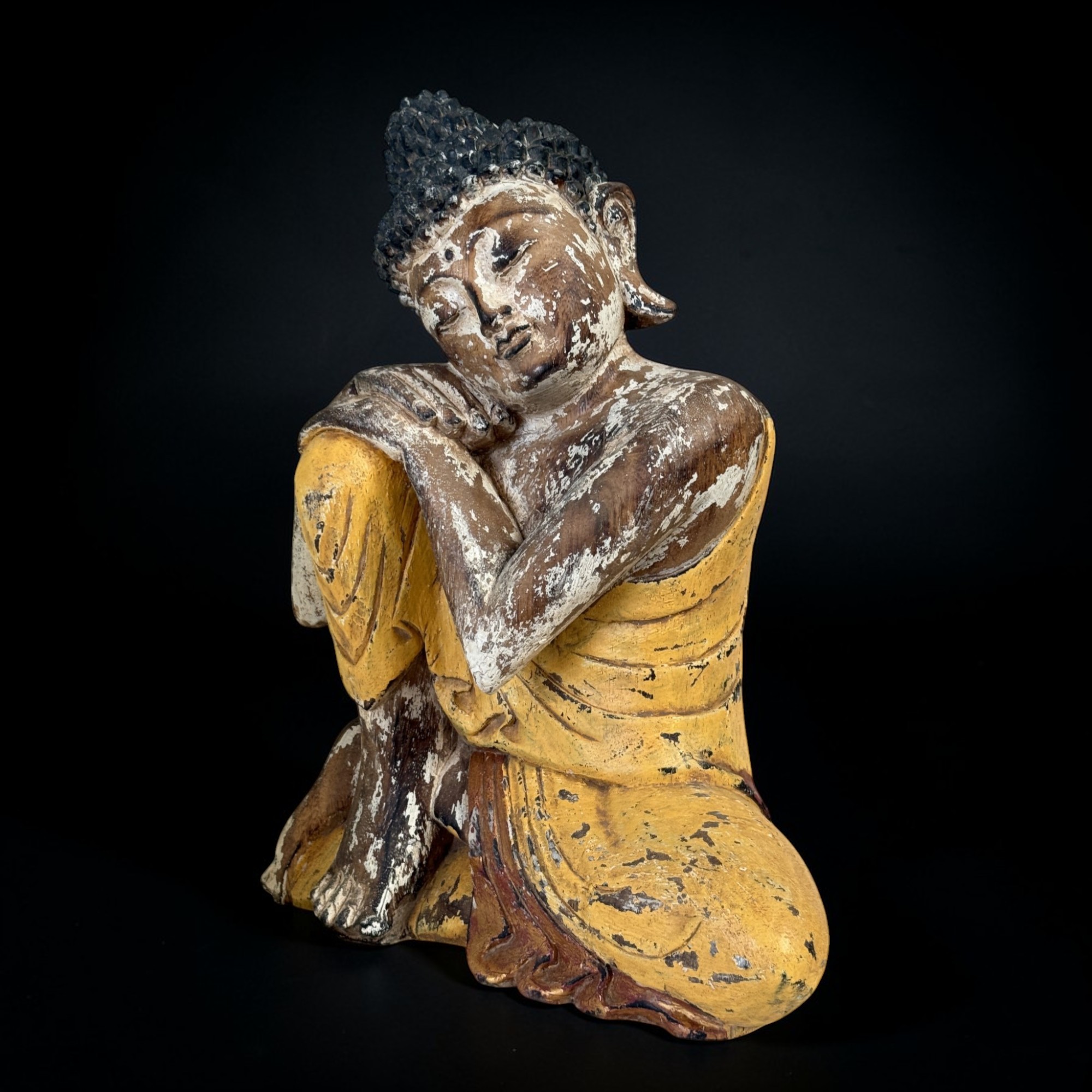 Ruhende Holz Buddha Figur - Relax - 40 cm groß