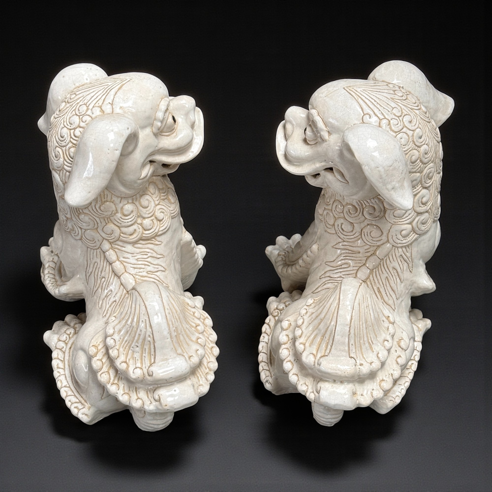 Wächterlöwen aus Japan - aus glasierter Keramik - 44 cm groß