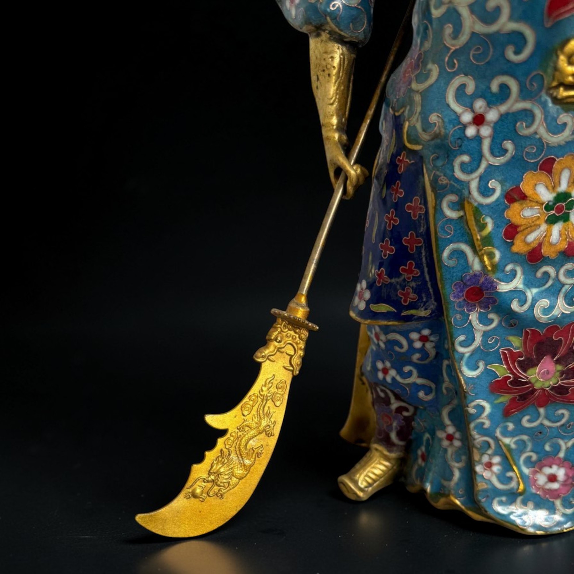 General Guan Yu China Bronze Krieger Figur Cloisonne Skulptur