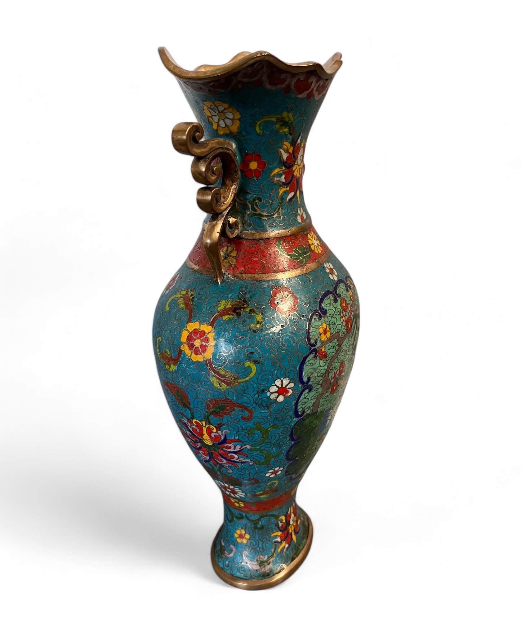 China Cloisonne Vase Bronze mit Markung