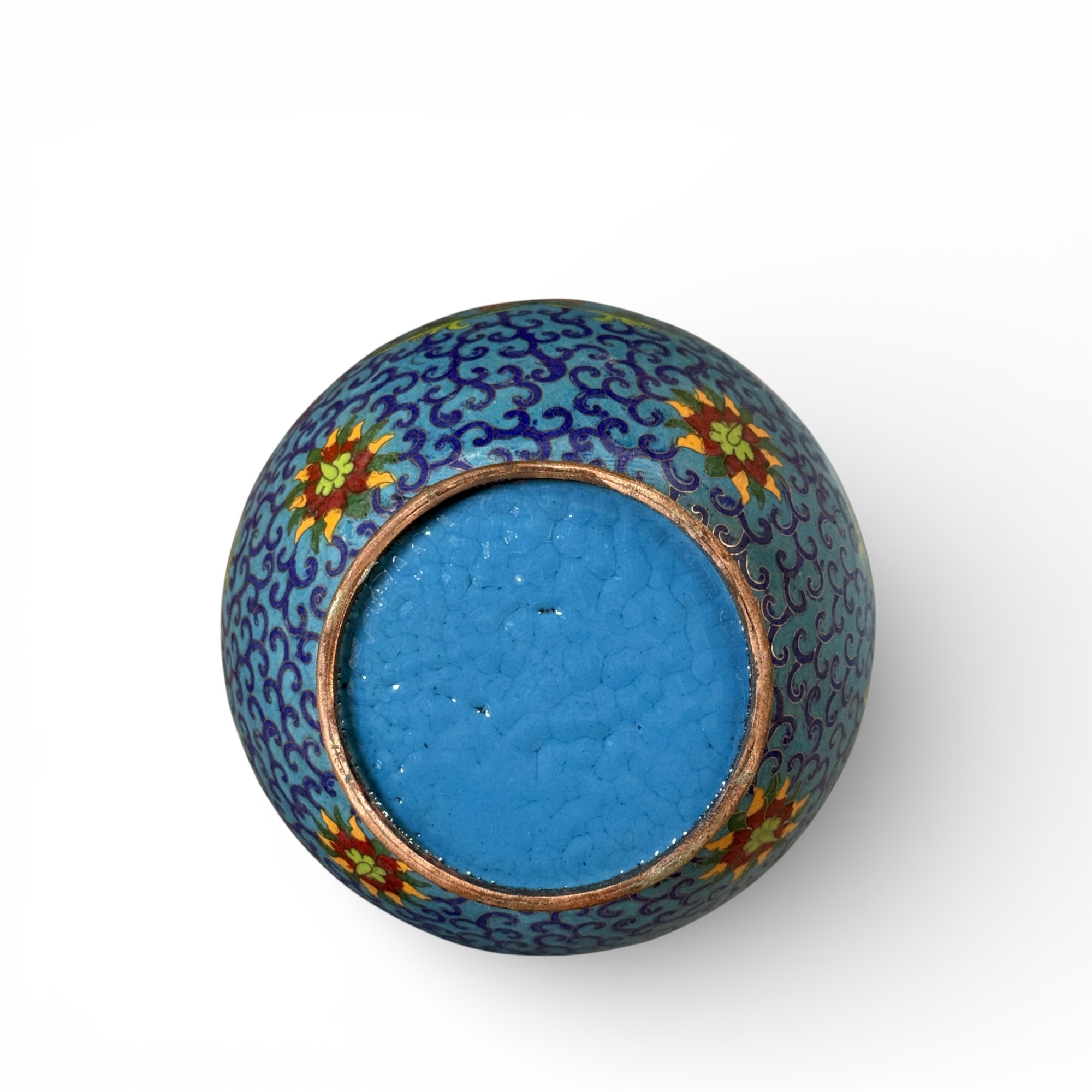 Chinesische Vase aus Bronze - Cloisonne mit Lotusblumen