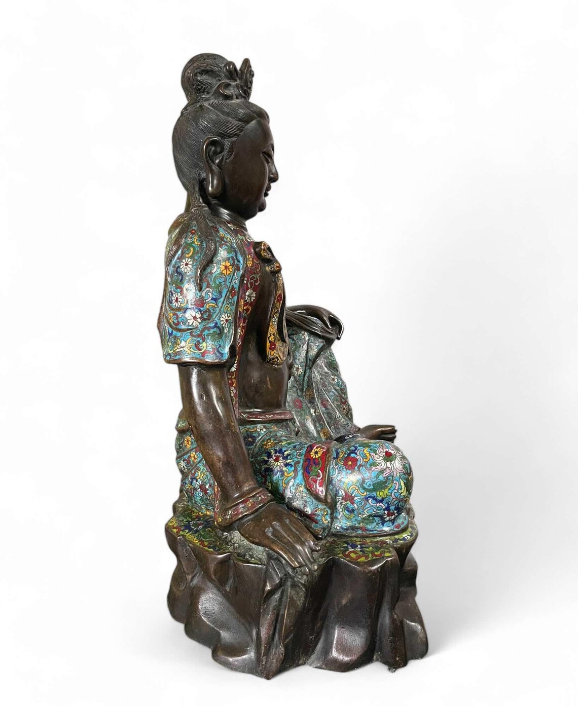 Guanyin Statue Cloisonne Bronze Bodhisattva China