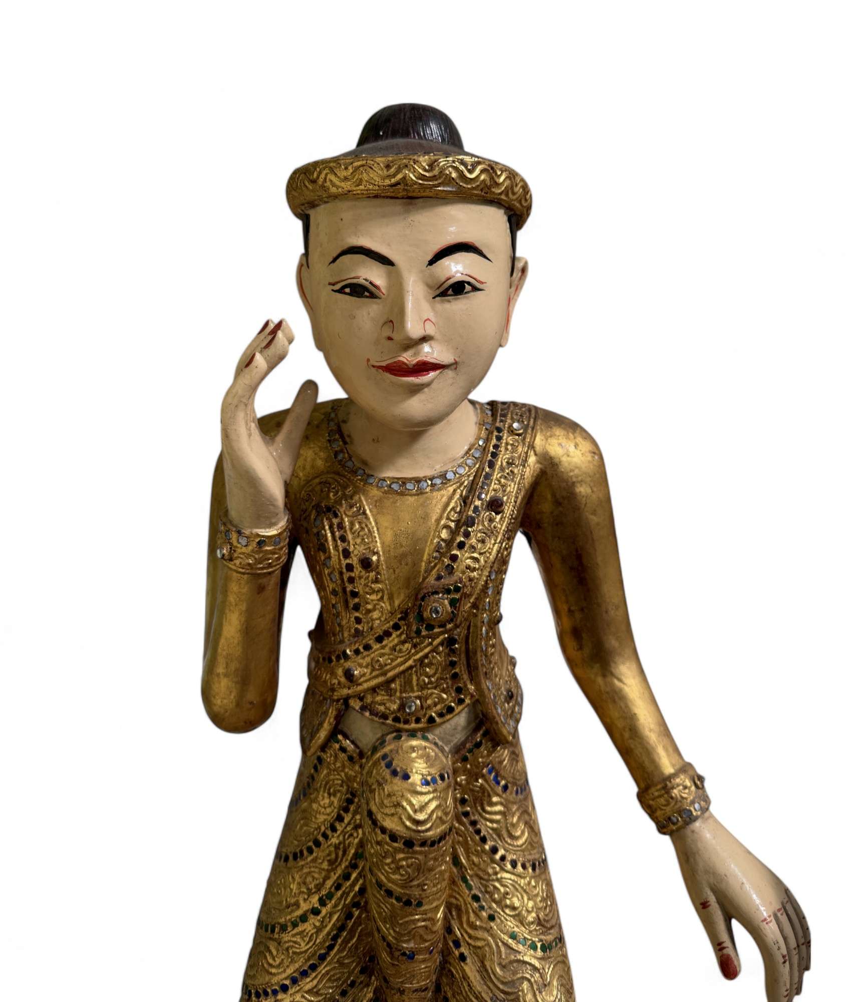 Alte Nat Skulptur aus Burma - Teak Holz Statue