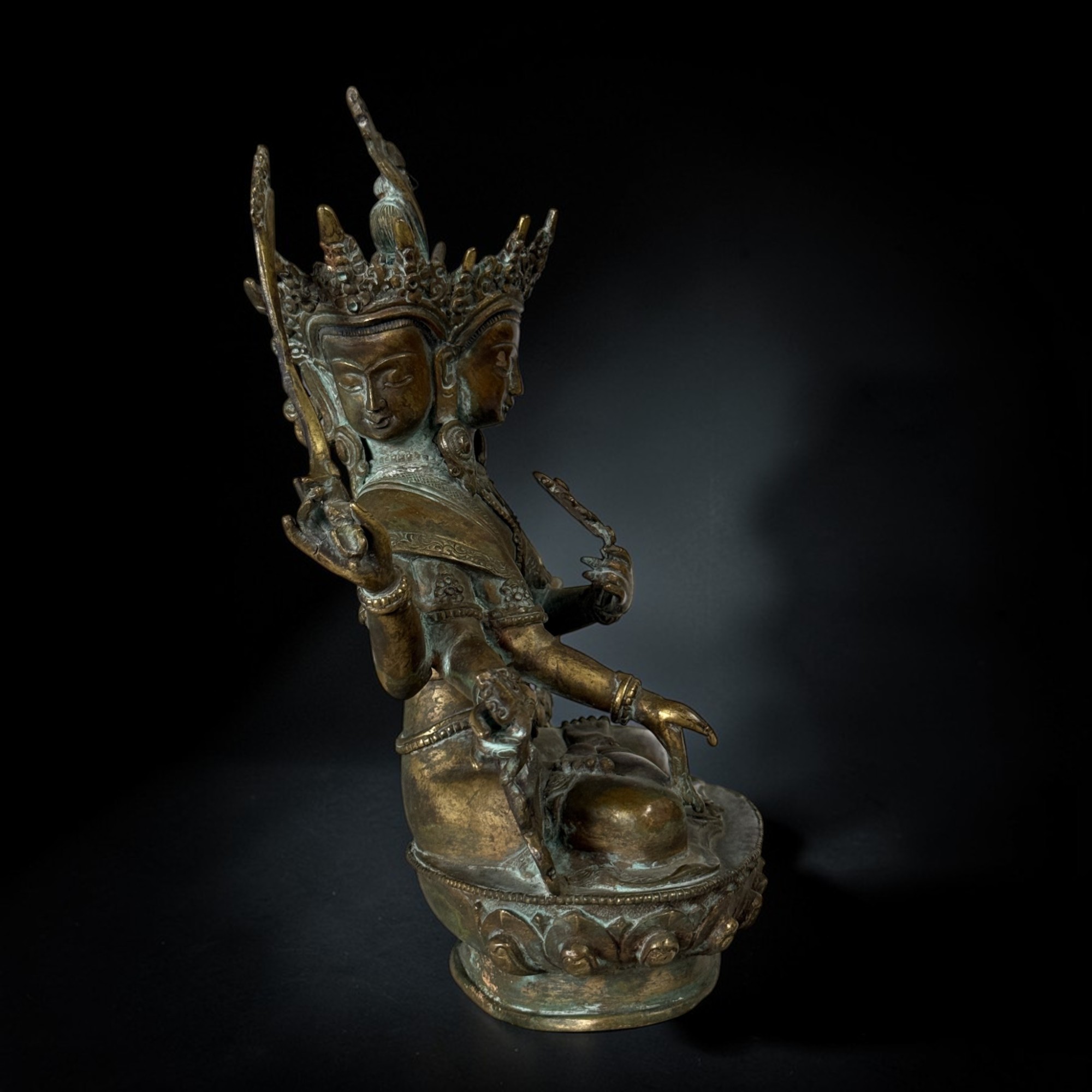 Maha Manjushri Bronze Skulptur – 24 cm – 2,12 kg – Sammlernachlass Wiesbaden