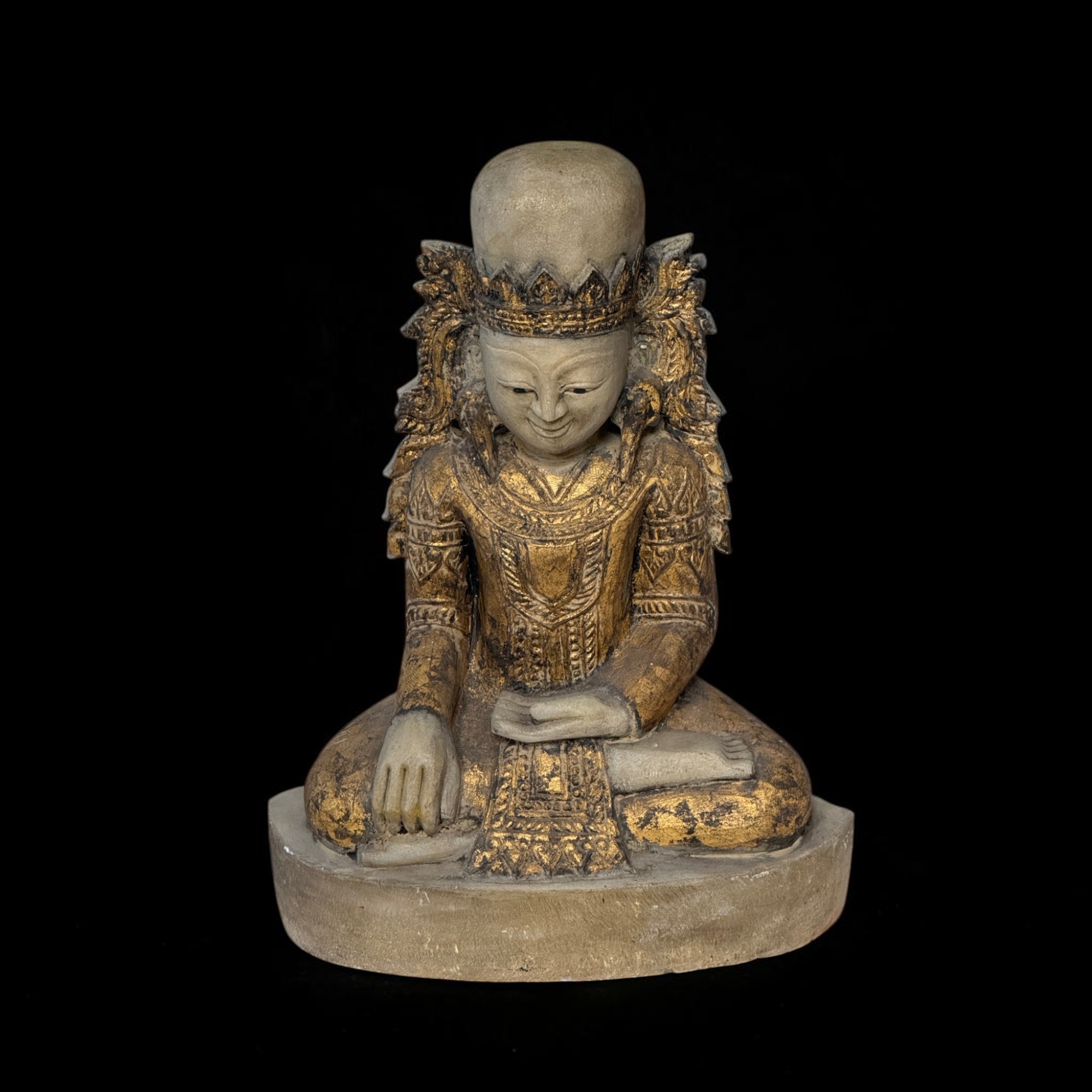 Jambupati Buddha gekrönt aus Marmor Stein Burma