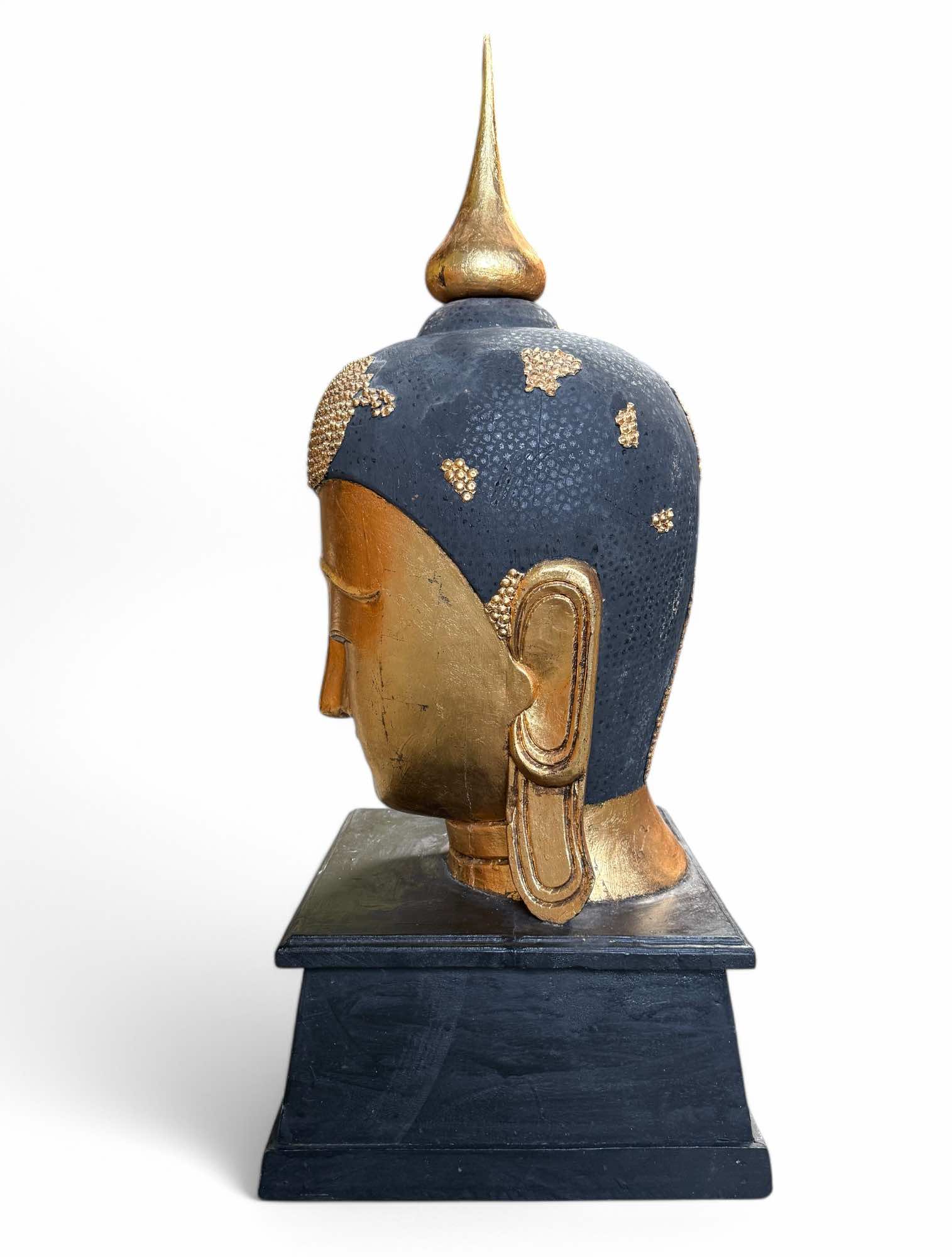 Holz Buddha Kopf Thailand mit Blattvergoldung - 117 cm Holz Buddha Kopf Thailand mit Blattvergoldung - 117 cm