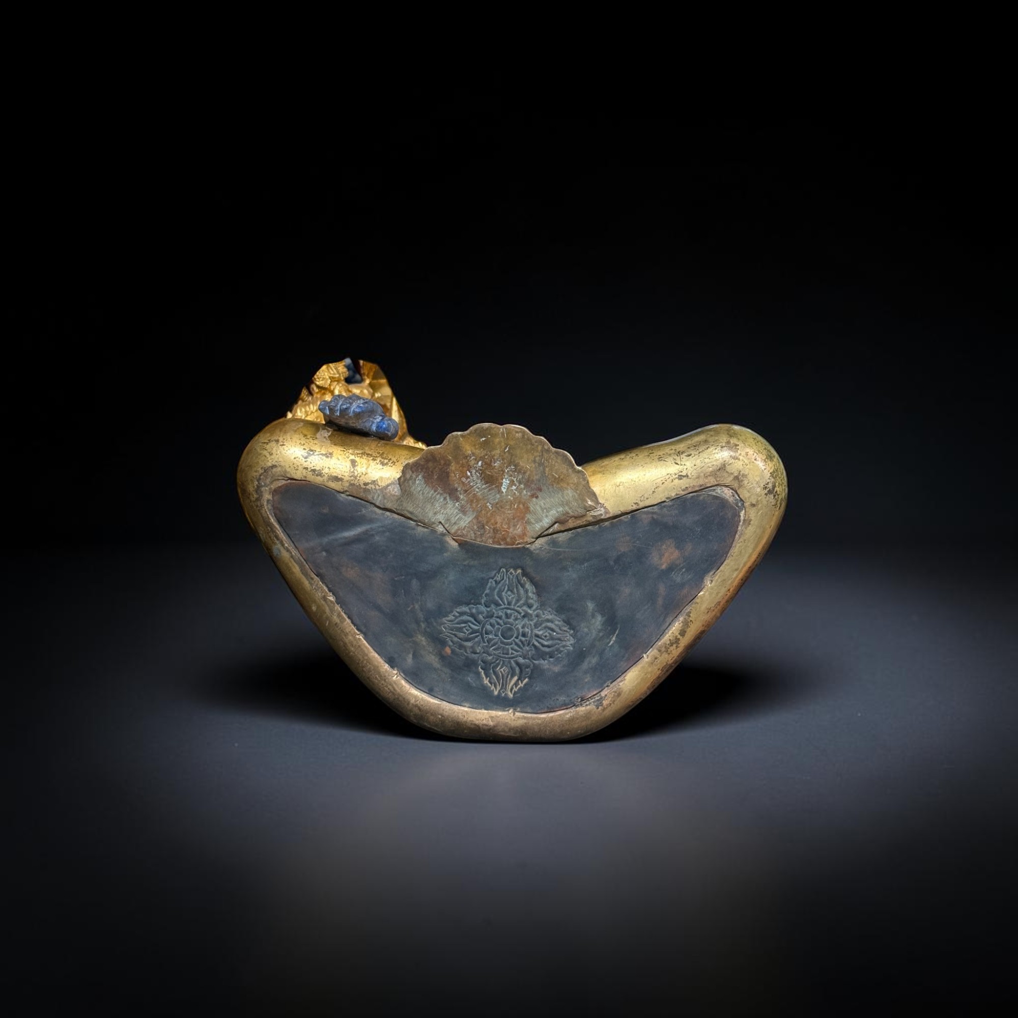 Alte Siddharta Gautama Buddha Figur – Lapis Lazuli & vergoldete Bronze, Nepal
