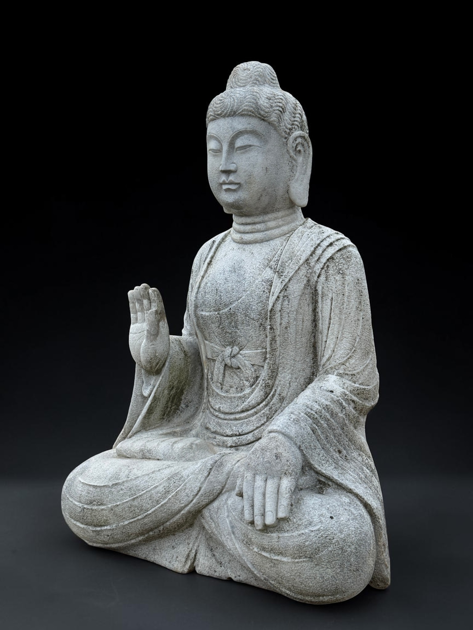 Große Garten Buddha Statue Marmorstein Schutzgeste 113cm Tibet-China