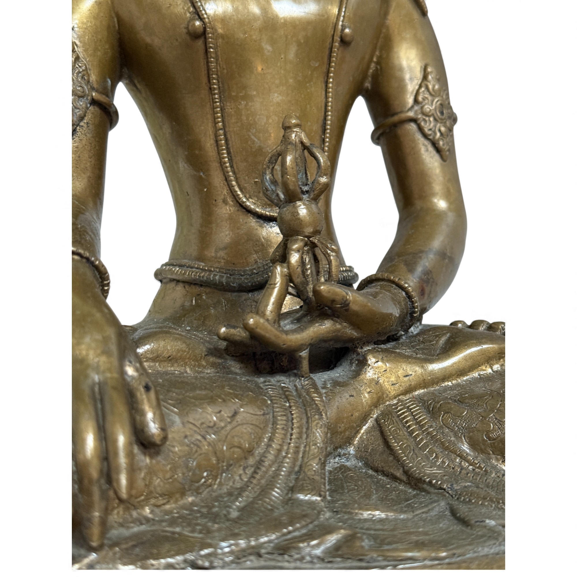 Tibet Buddha Skulptur aus Bronze mit Dorje