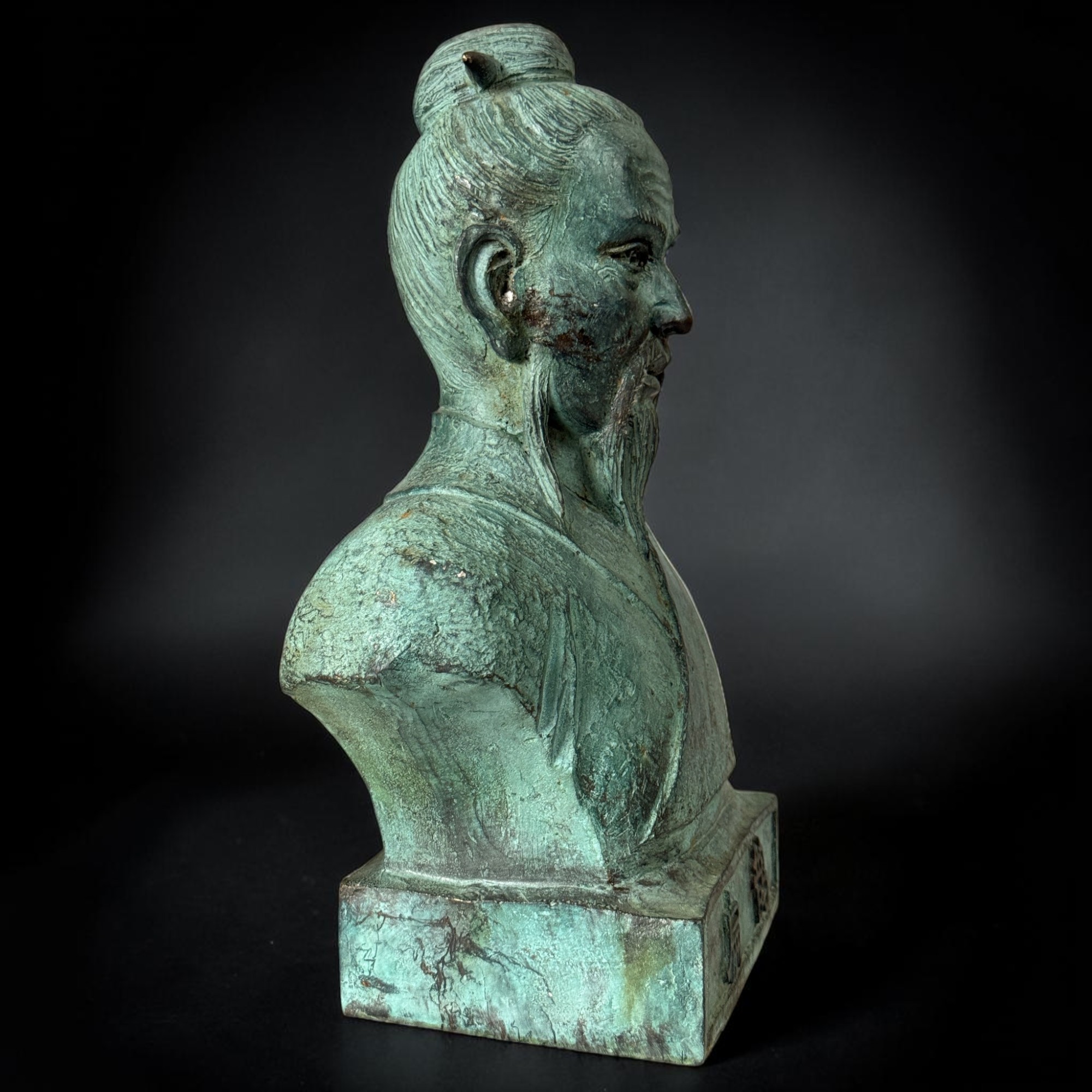 Bronze Skulptur Bian Que - Urvater der chinesischen Medizin - 37,5 cm Gelehrter