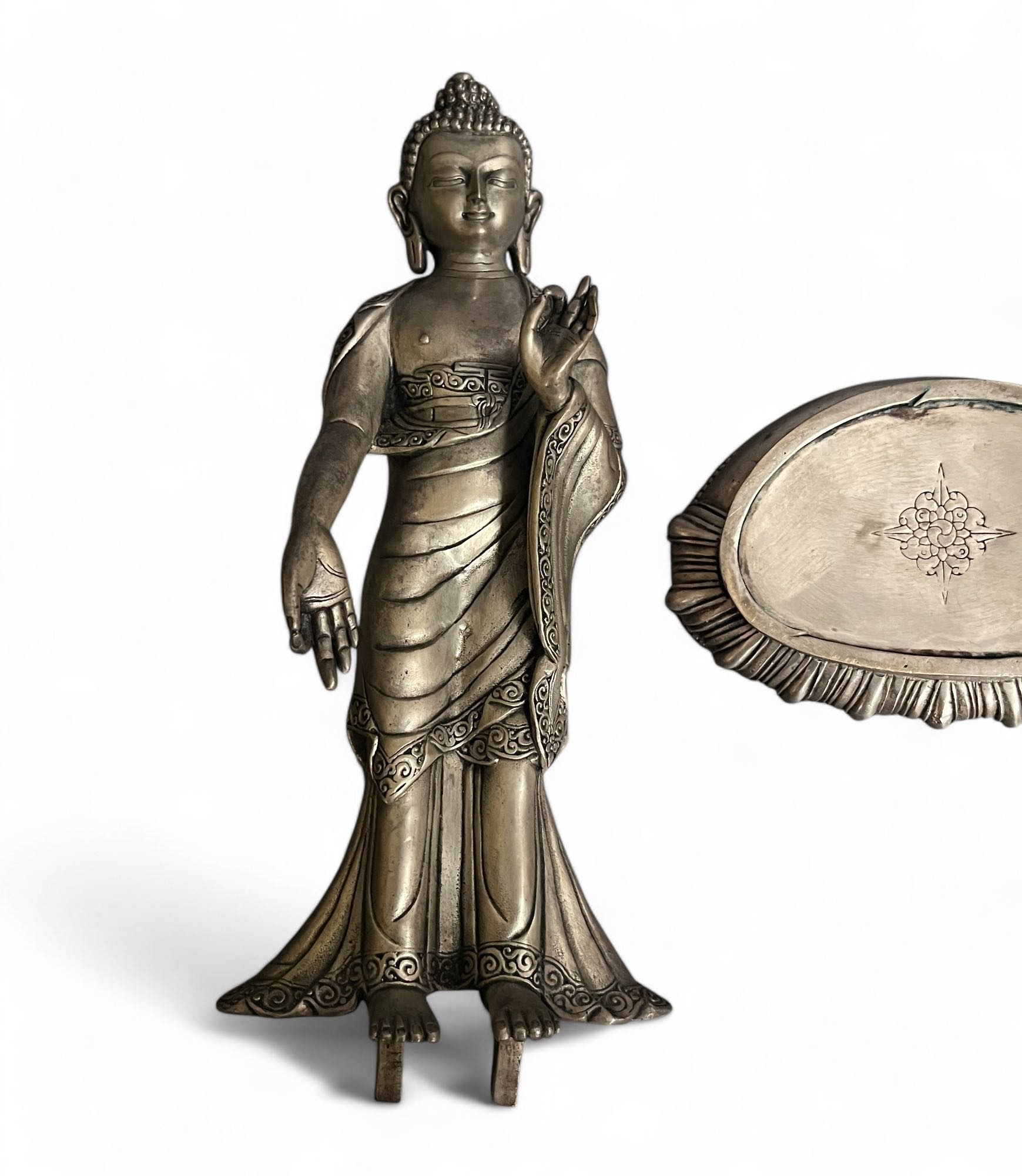 Buddha Bronze Figur mit lehrender Geste 29,5cm