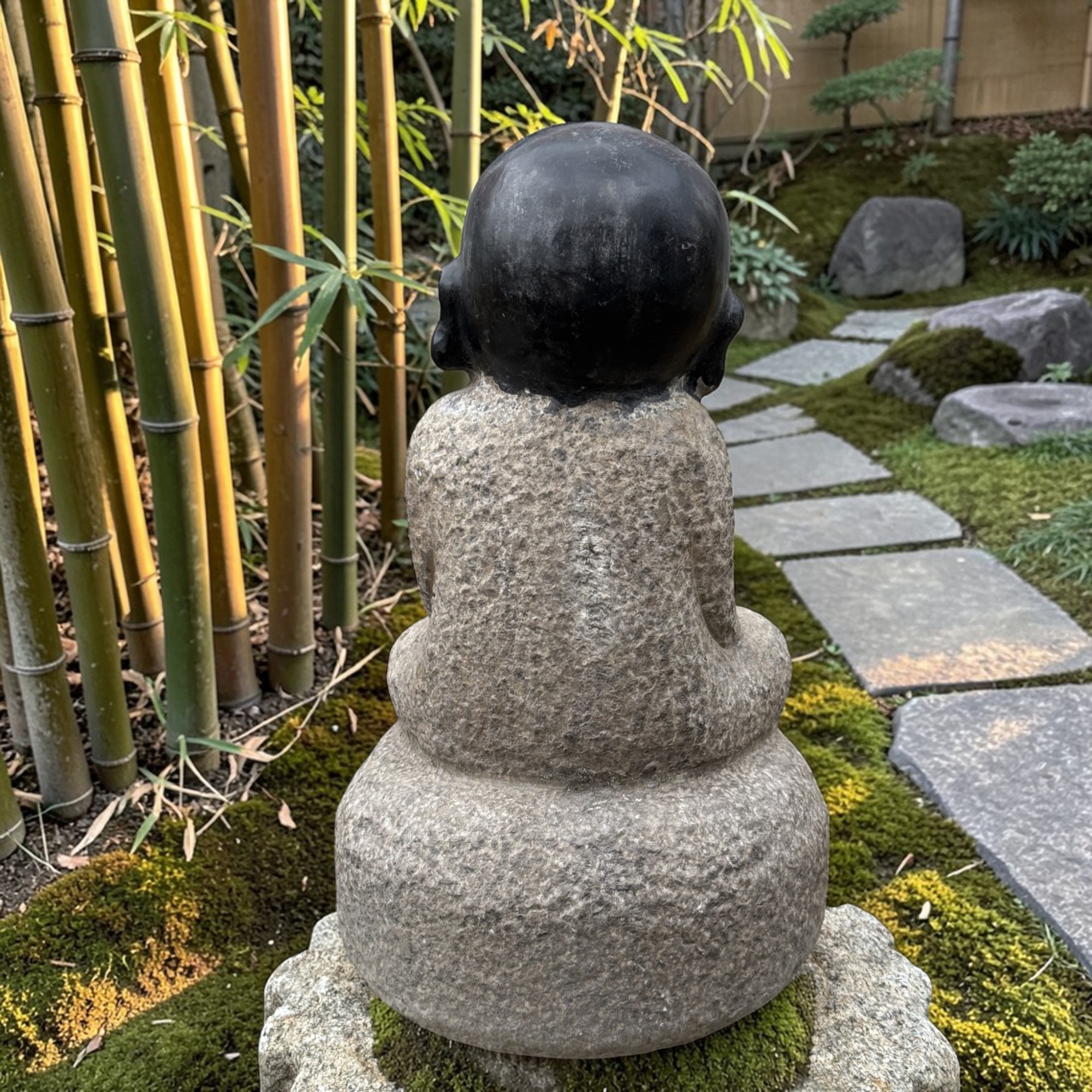 Zen Mönch Garten Figur 34cm Naturstein Skulptur Tibet China Frostfest 14,5kg