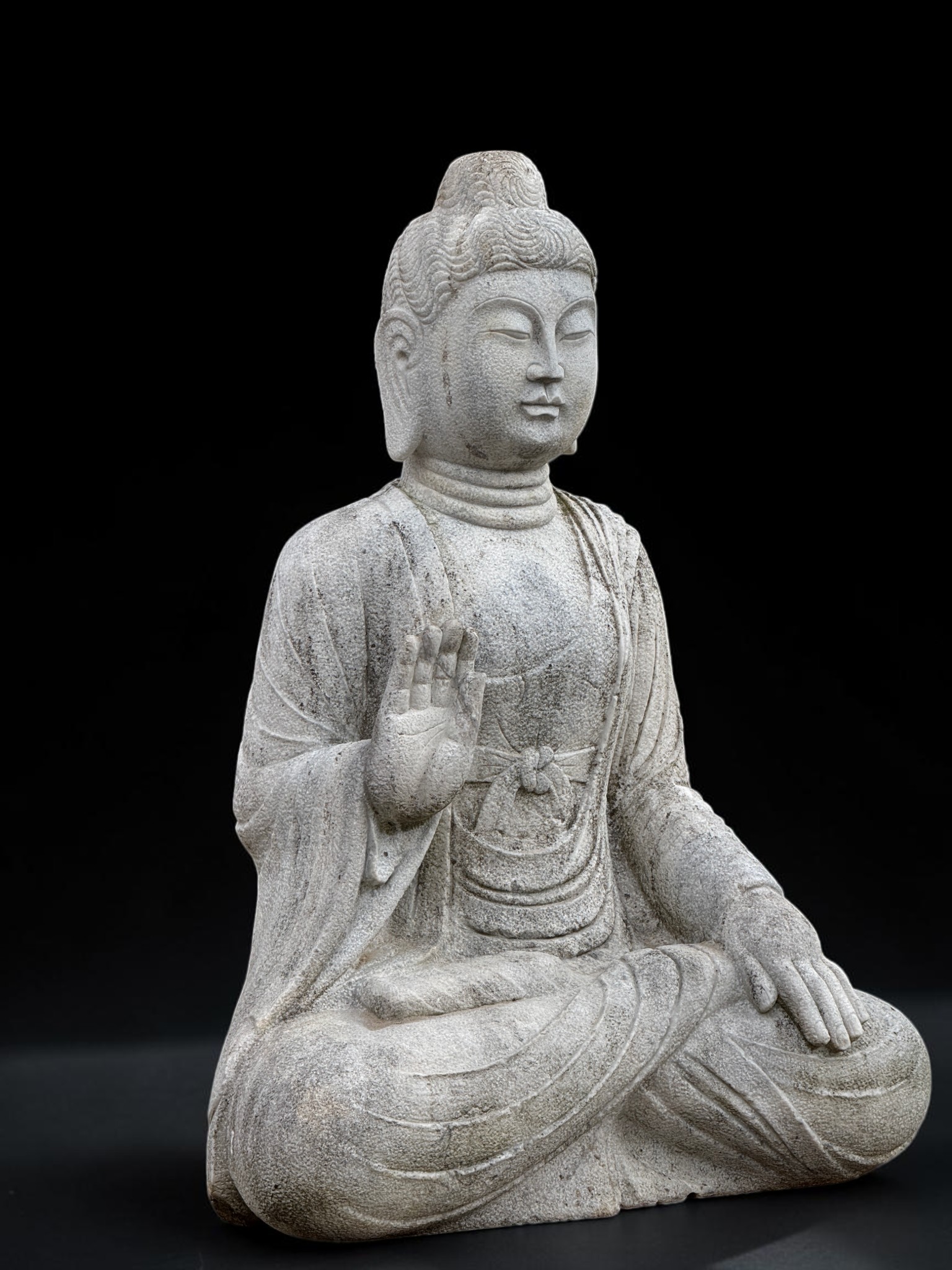 Große Garten Buddha Statue Marmorstein Schutzgeste 113cm Tibet-China