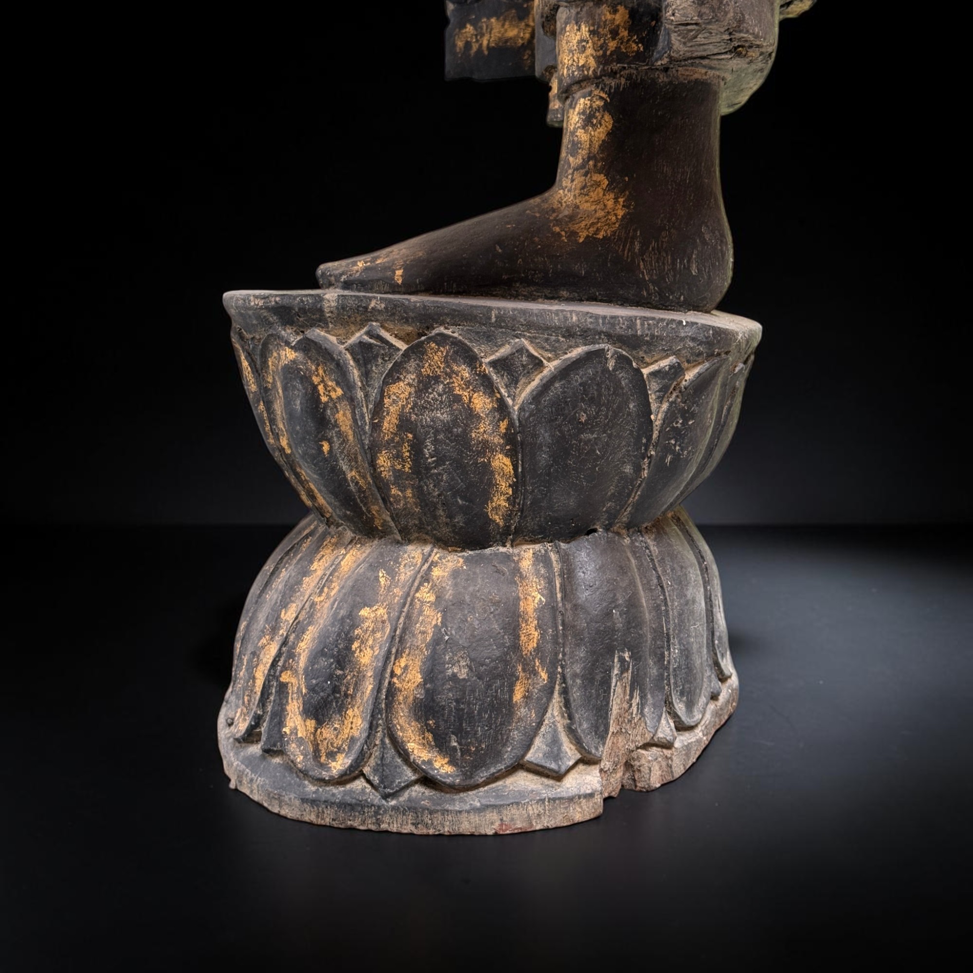 Buddha Figur stehend Teakholz Skulptur Burma Rakhine Asiatika 185cm
