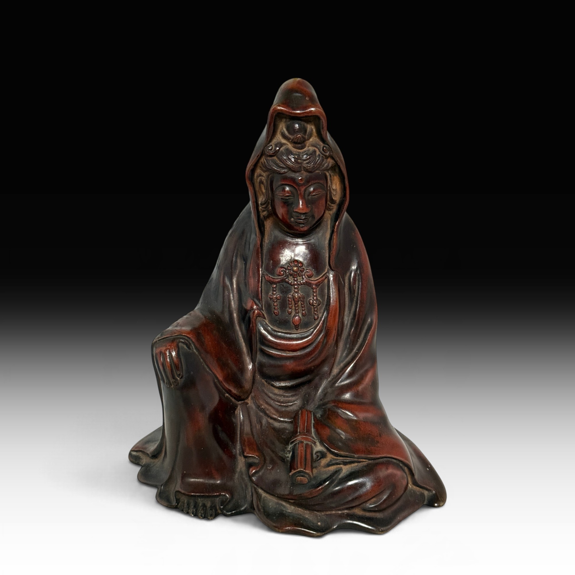 Alte Japan Kannon Bronze Figur – Signiert „Seiko“ – 19. Jhdt. – 2,9 kg – 22,5 cm