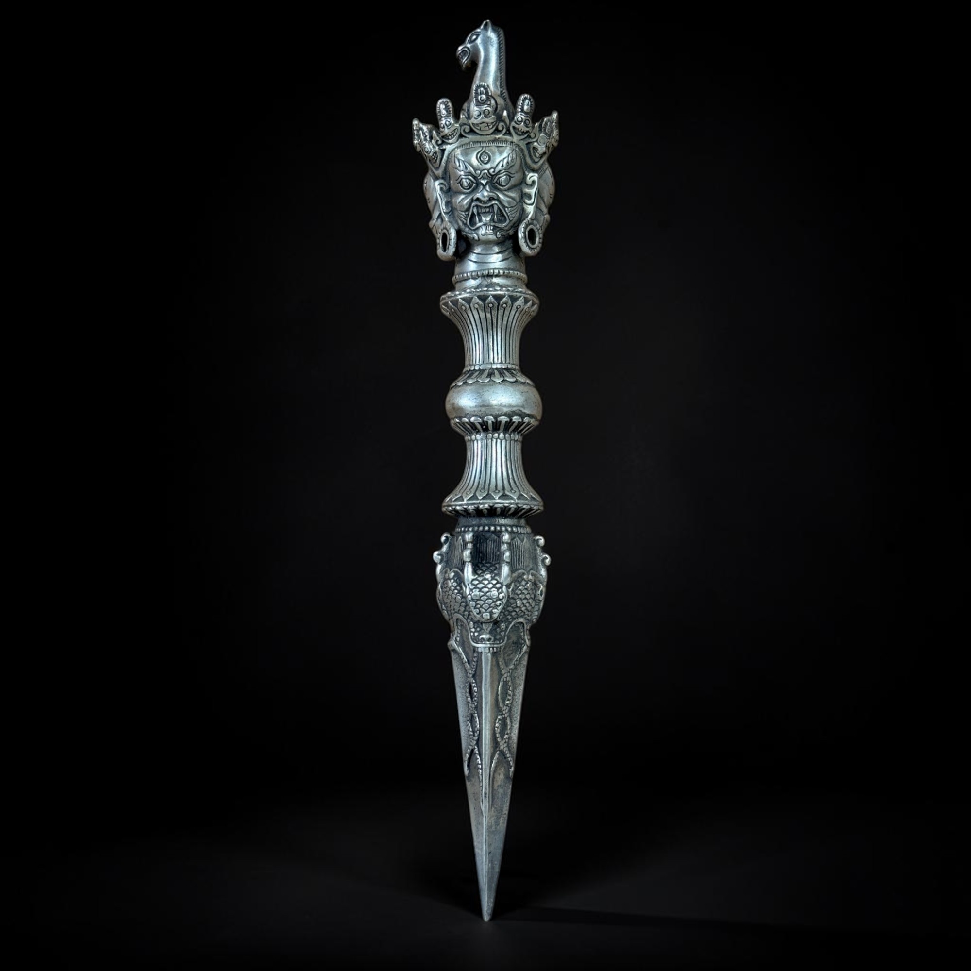 Phurba Bronze Ritualdolch Tibet Kila Ritualmesser Buddhismus 36cm